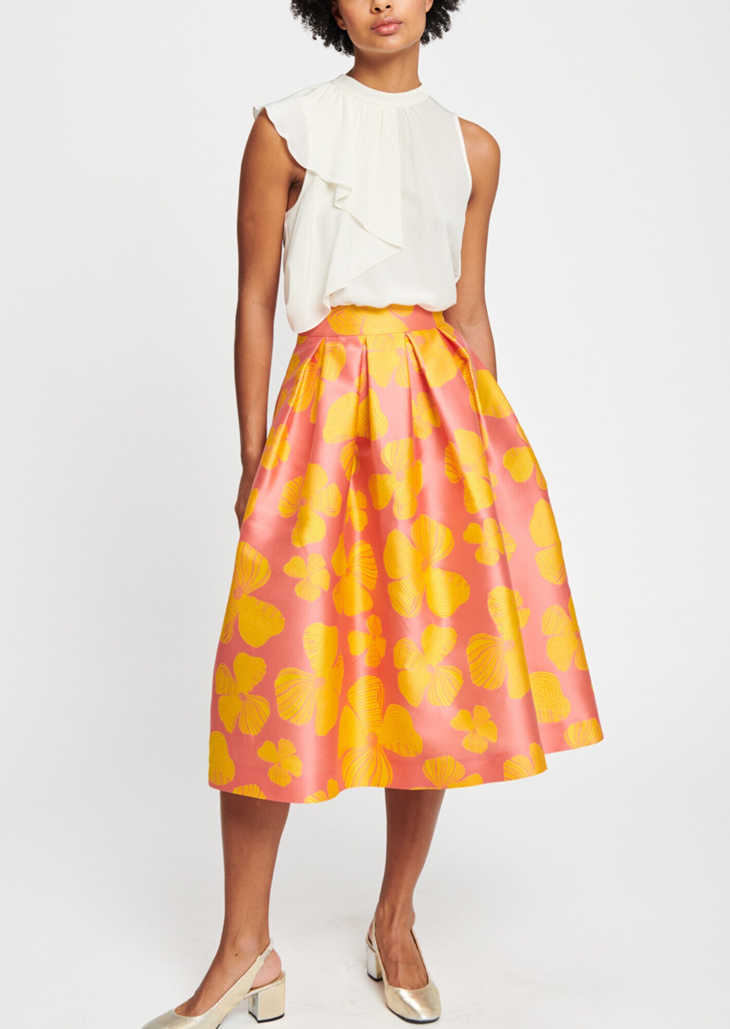 Jupe midi imprimé fleurs de Tahiti Faume - seconde main