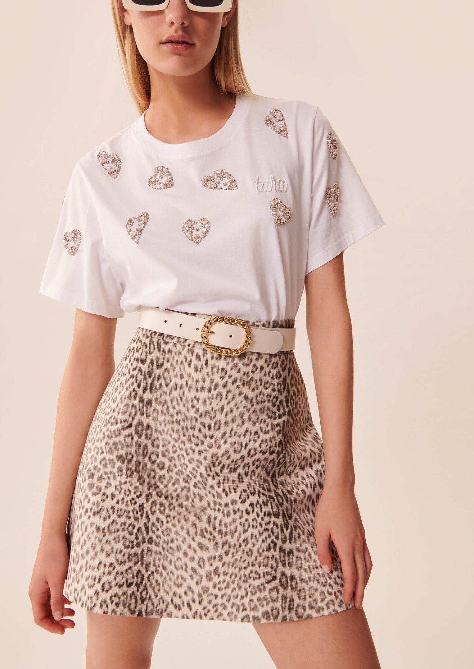 Jupe Jolly écrue imprimé léopard en coton Faume - seconde main