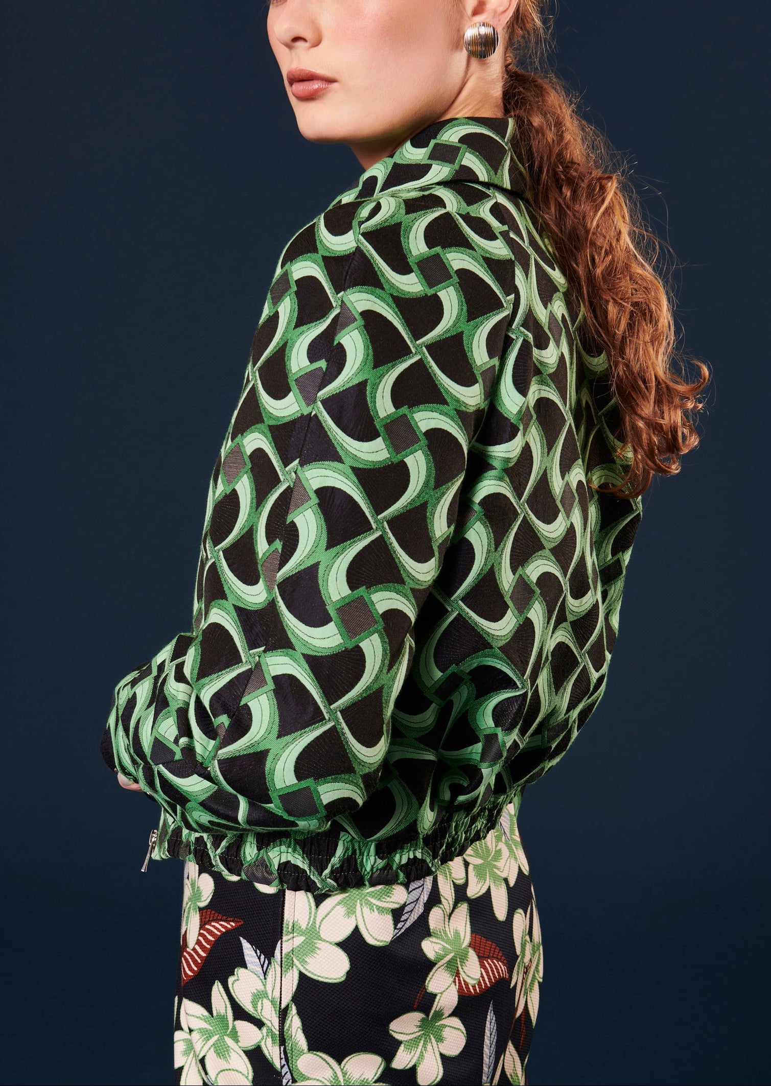 Blouson Balthazar vert à motif graphique en jacquard Faume - seconde main