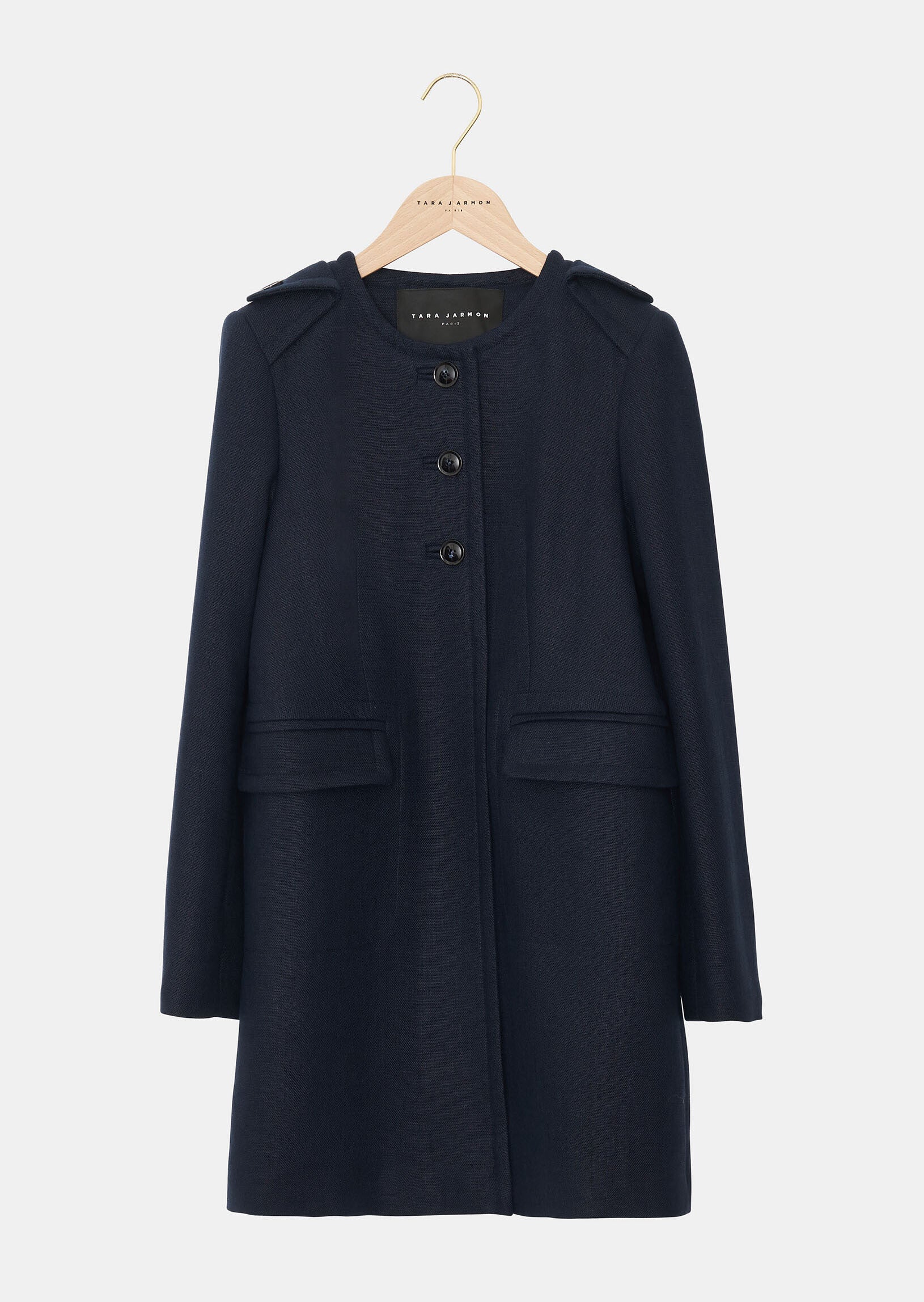 Manteau Martina bleu nuit en lin Faume - seconde main