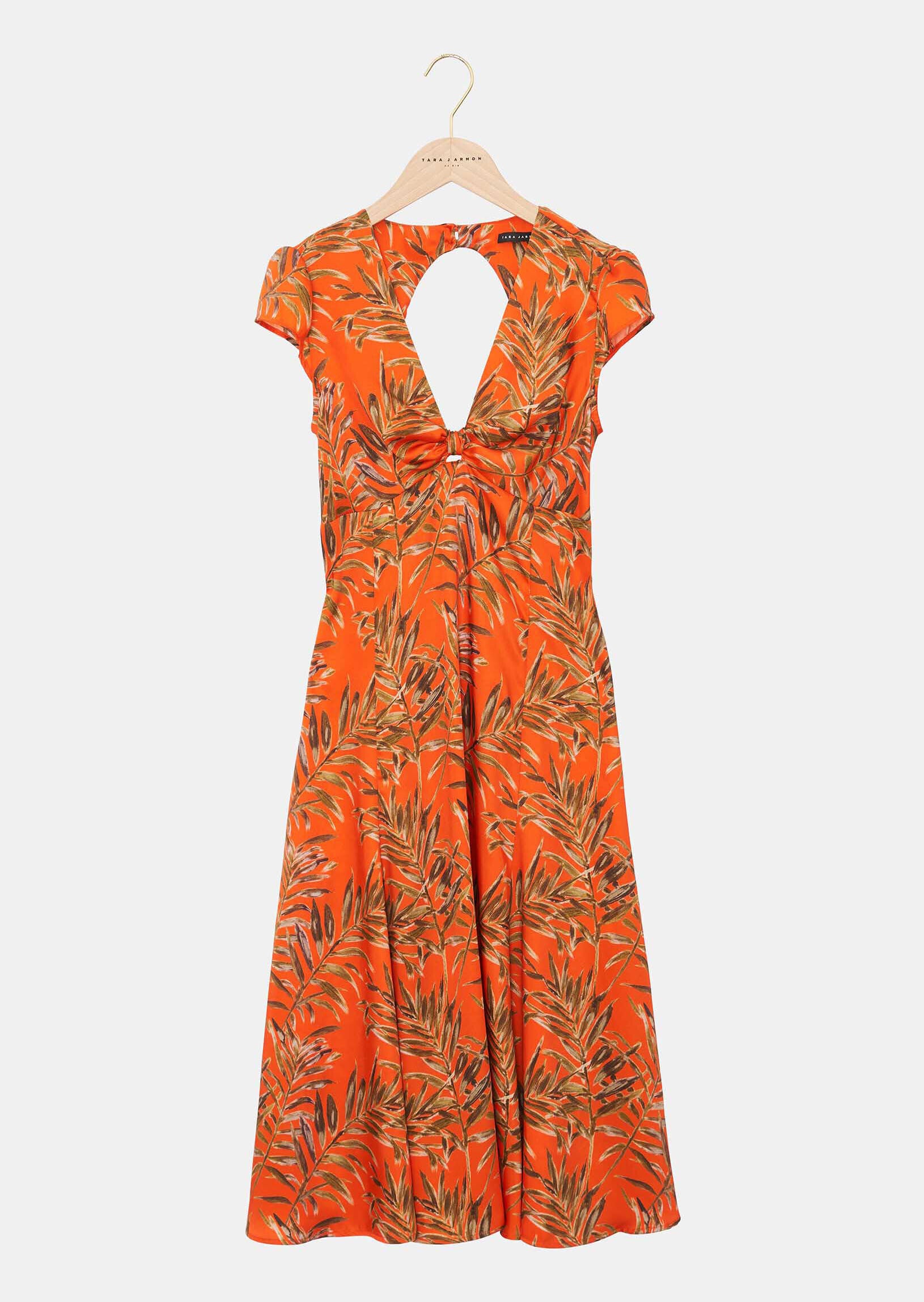 Robe Rouelle orange imprimé palmes Faume - seconde main