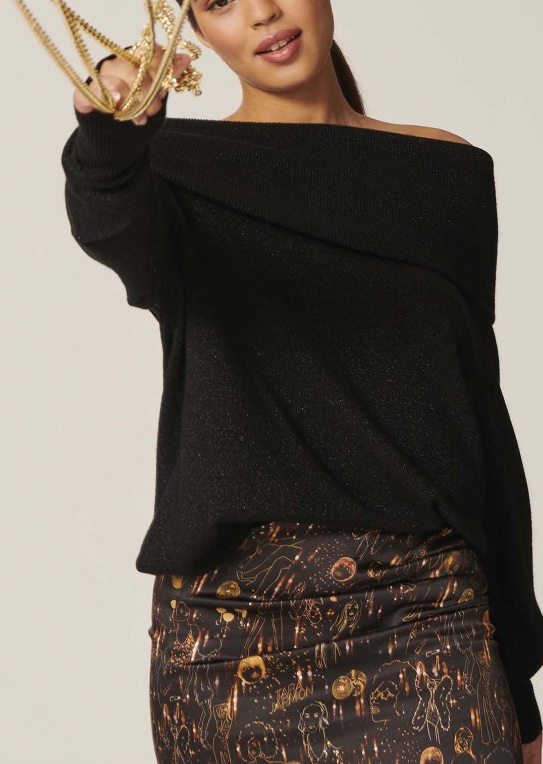 Jupe Jazz noire imprimé Tara Party Faume - seconde main