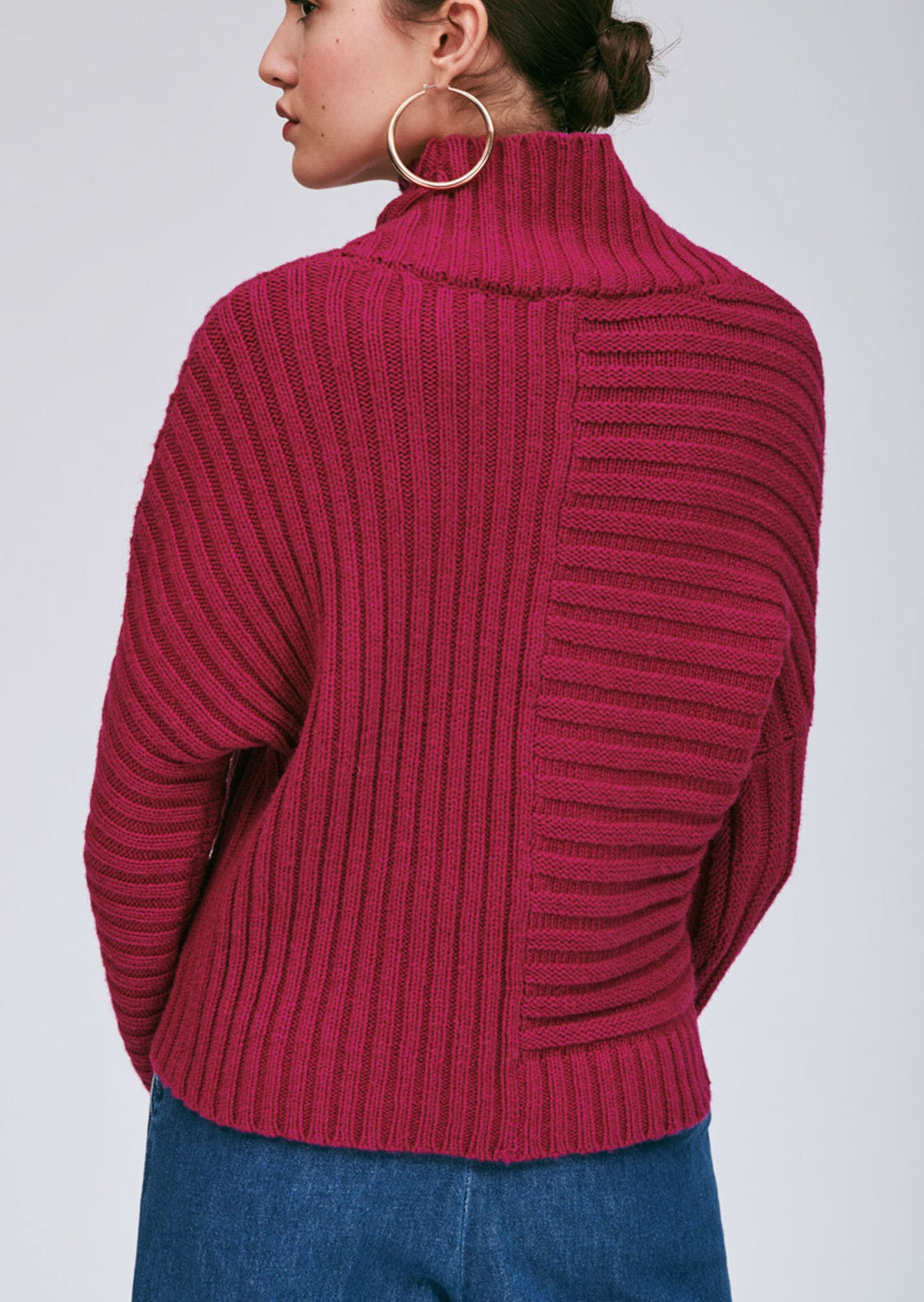 Pull oversize mauve en maille épaisse Faume - seconde main