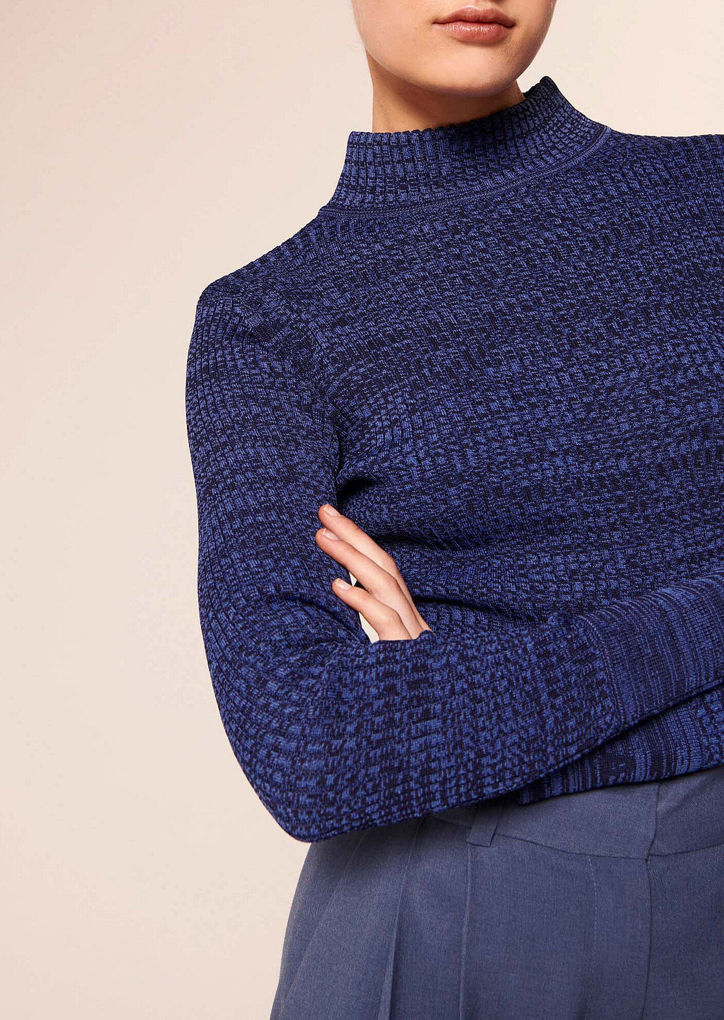 Pull Prudie bleu chiné côtelé Faume - seconde main