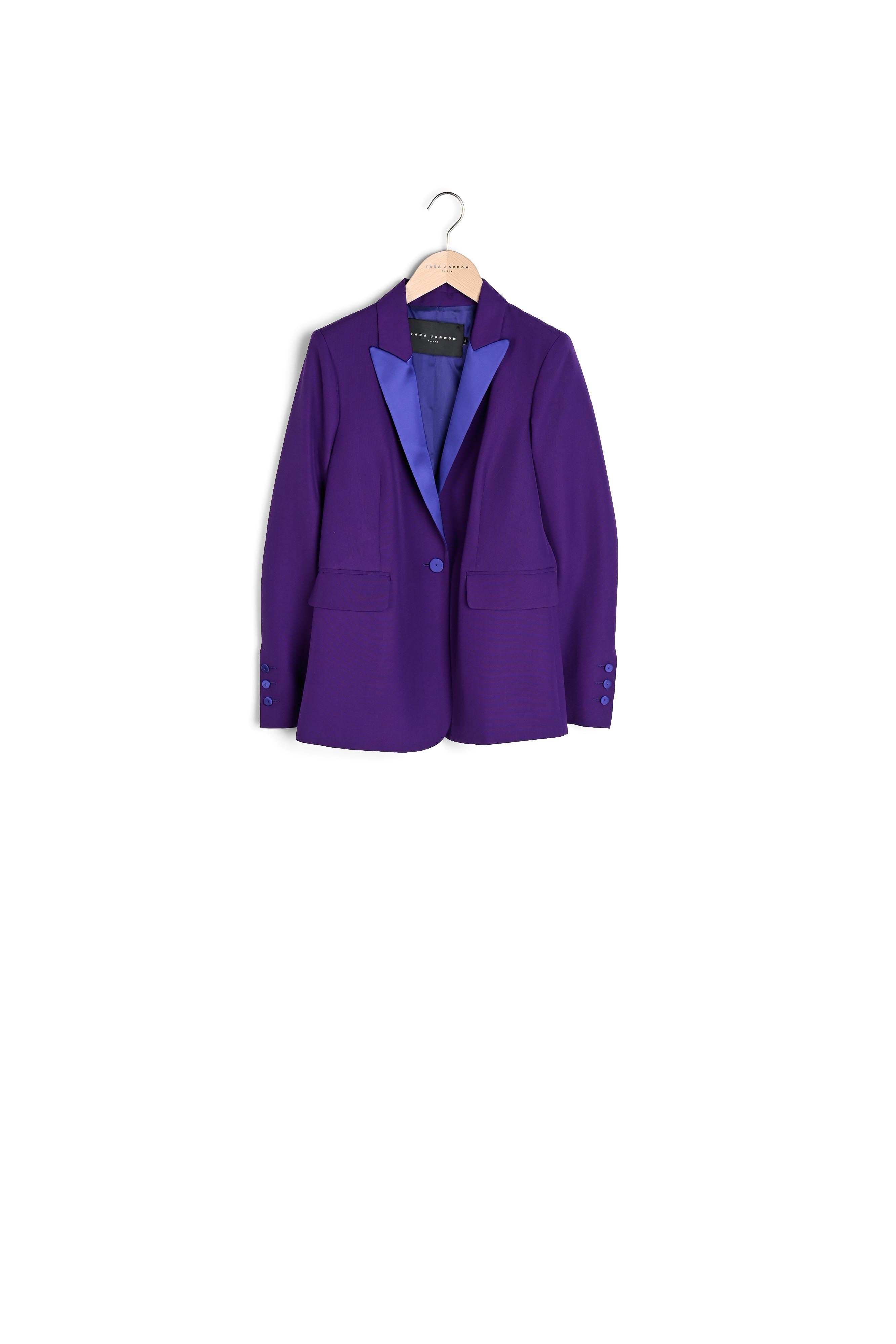 Veste de tailleur violette en laine froide Veroucha Faume - seconde main