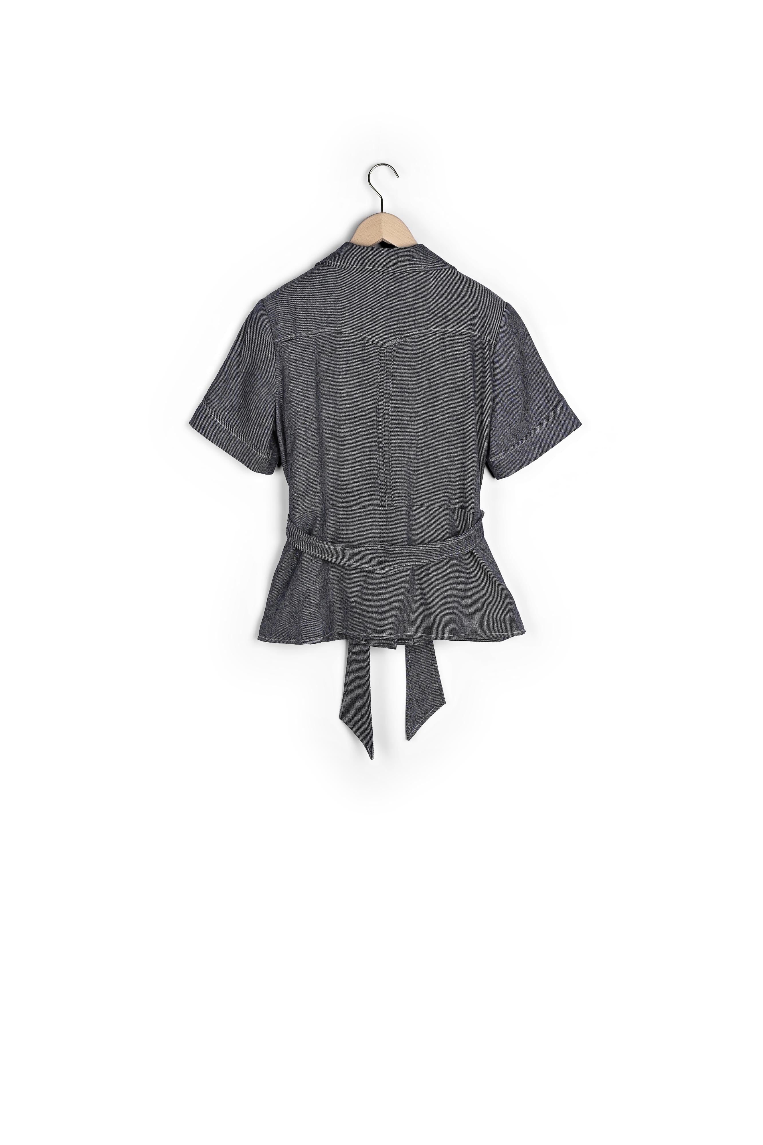 Veste Volare bleu marine chiné en lin Faume - seconde main