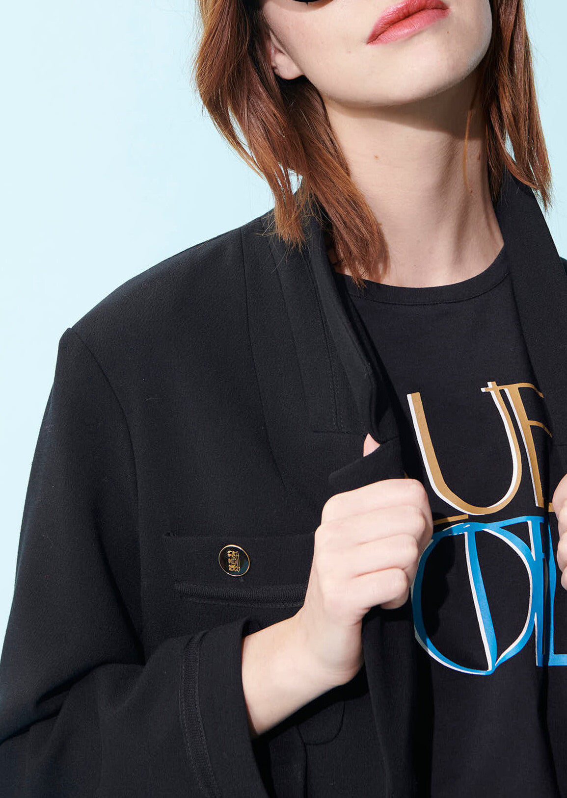 Veste Vick de tailleur noire en crêpe Faume - seconde main