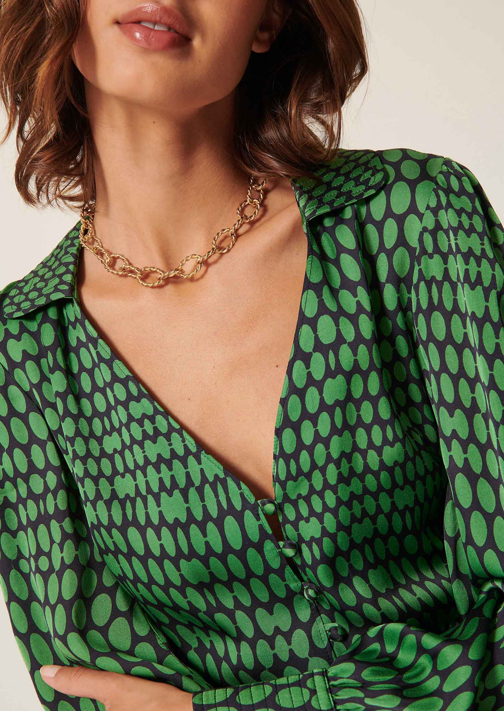 Robe Rumi verte imprimé pois Faume - seconde main