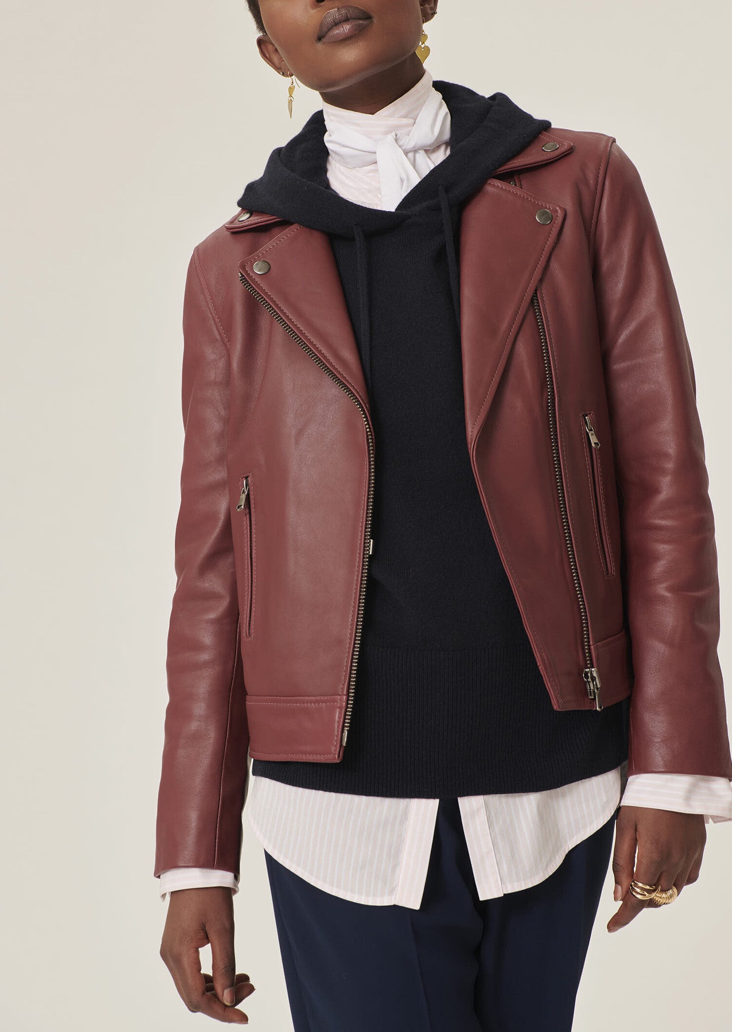 Veste Valensina bordeaux en cuir Faume - seconde main