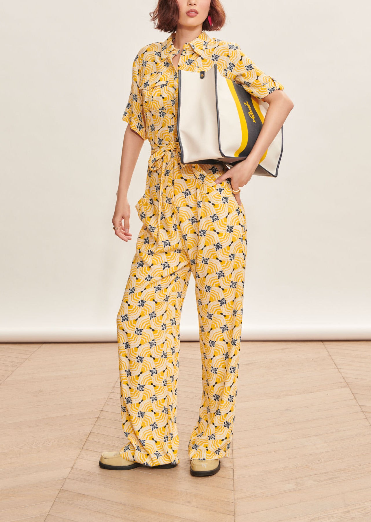 Combinaison Calypso jaune imprimé fleuri Faume - seconde main