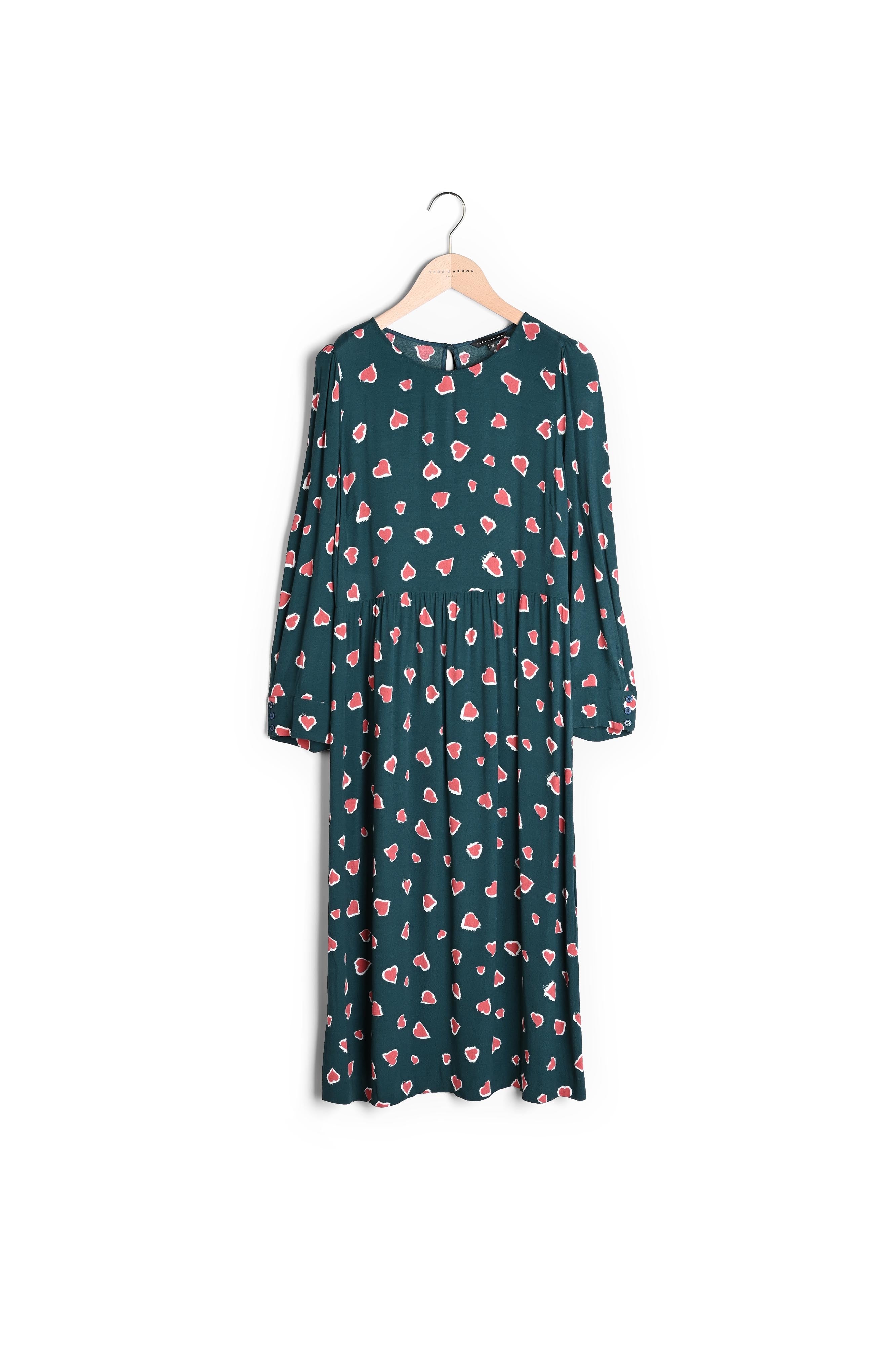 Robe Rubbia verte imprimé coeurs léopard Faume - seconde main