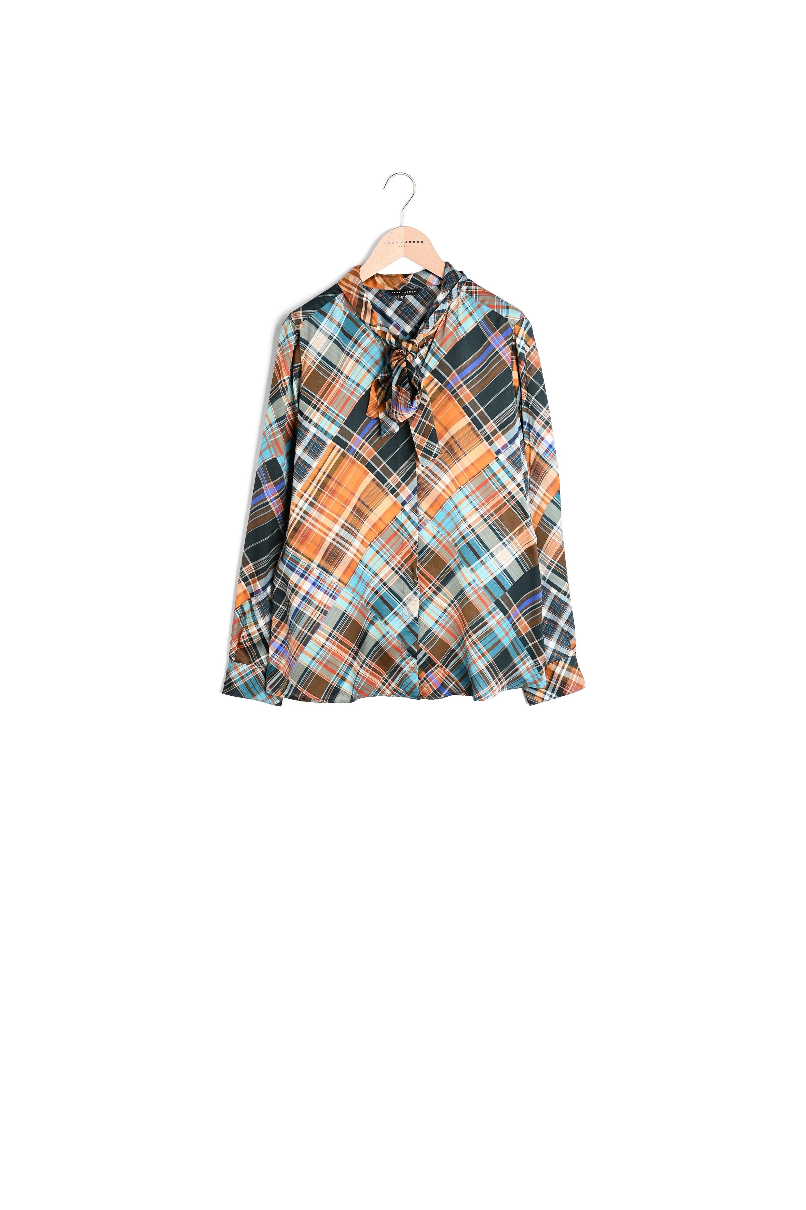 Blouse Titto tartan écossais en satin viscose Faume - seconde main
