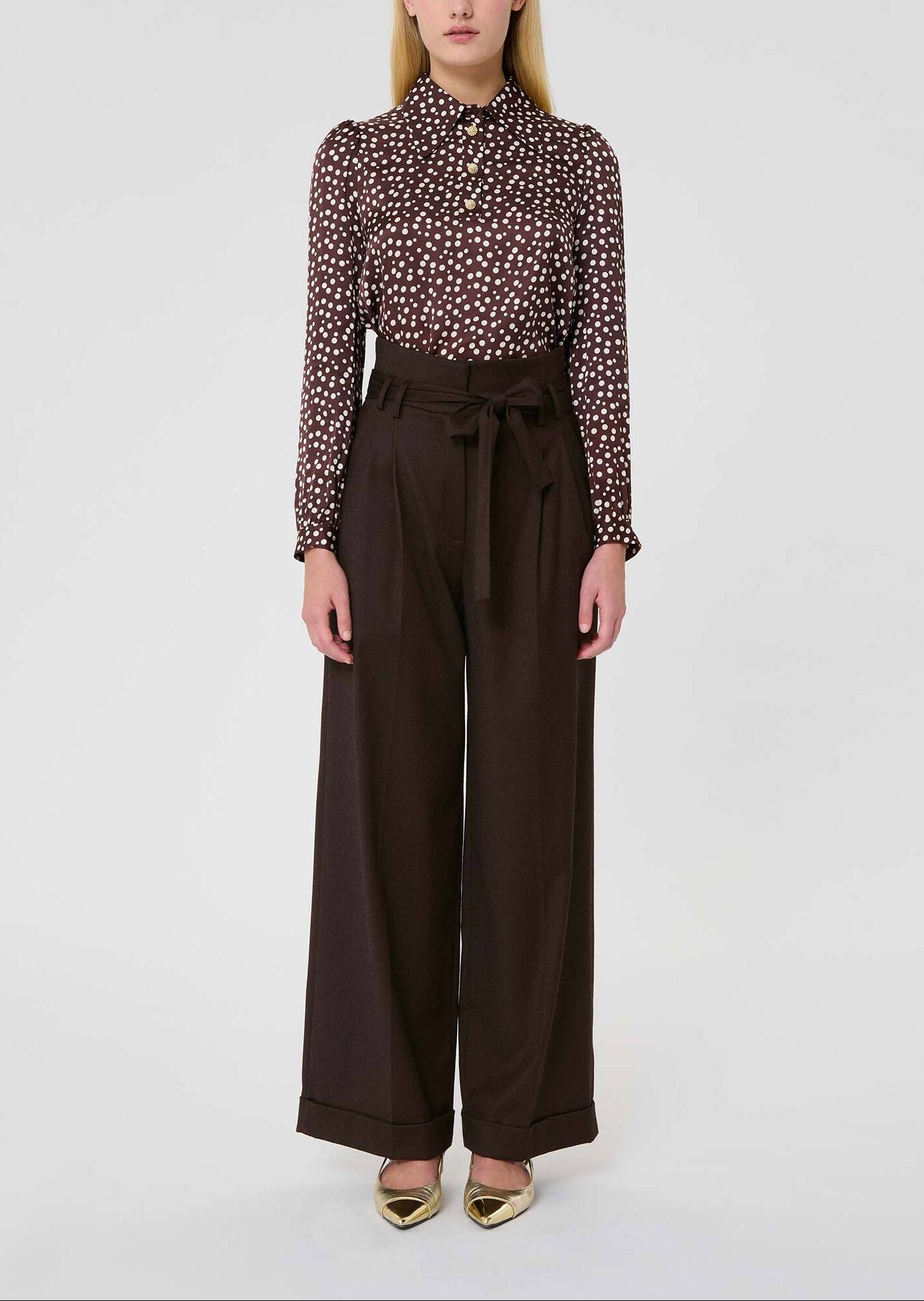 Pantalon marron en flanelle Pia Faume - seconde main