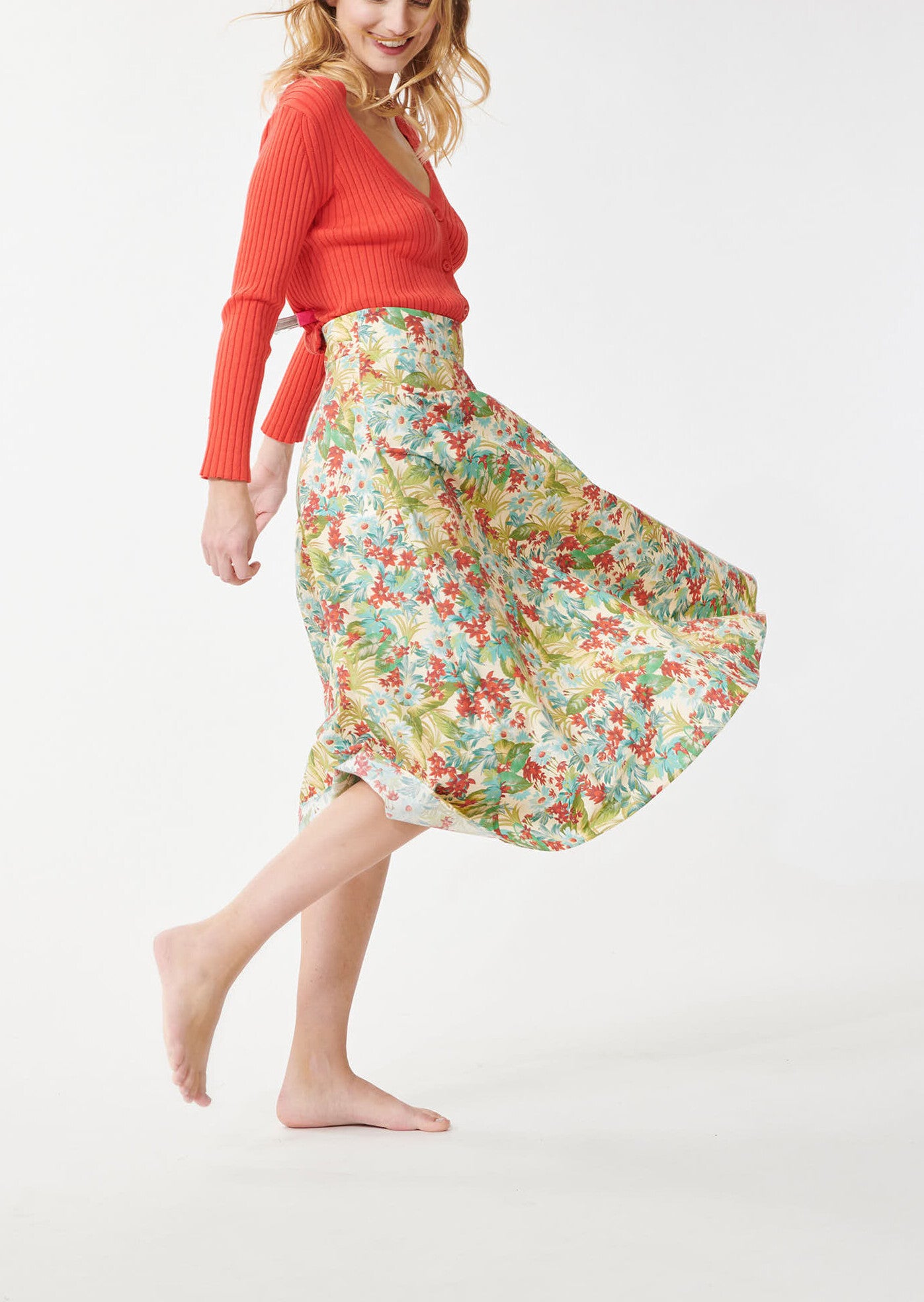 Jupe Jeanette écrue imprimé pampa en popeline de coton Faume - seconde main