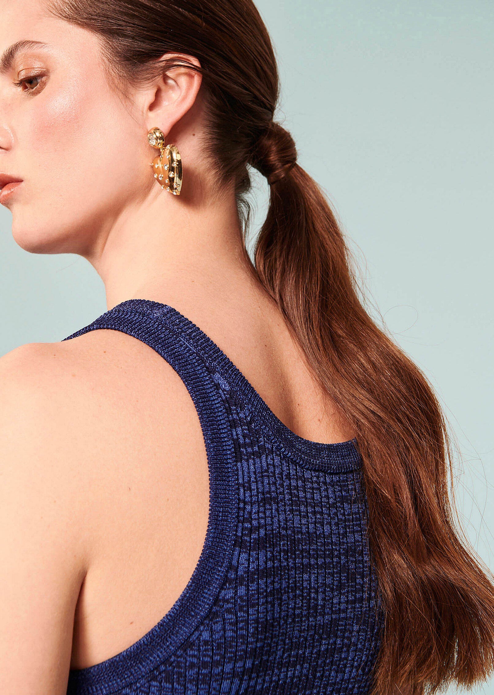 Débardeur Posh bleu chiné côtelé Faume - seconde main