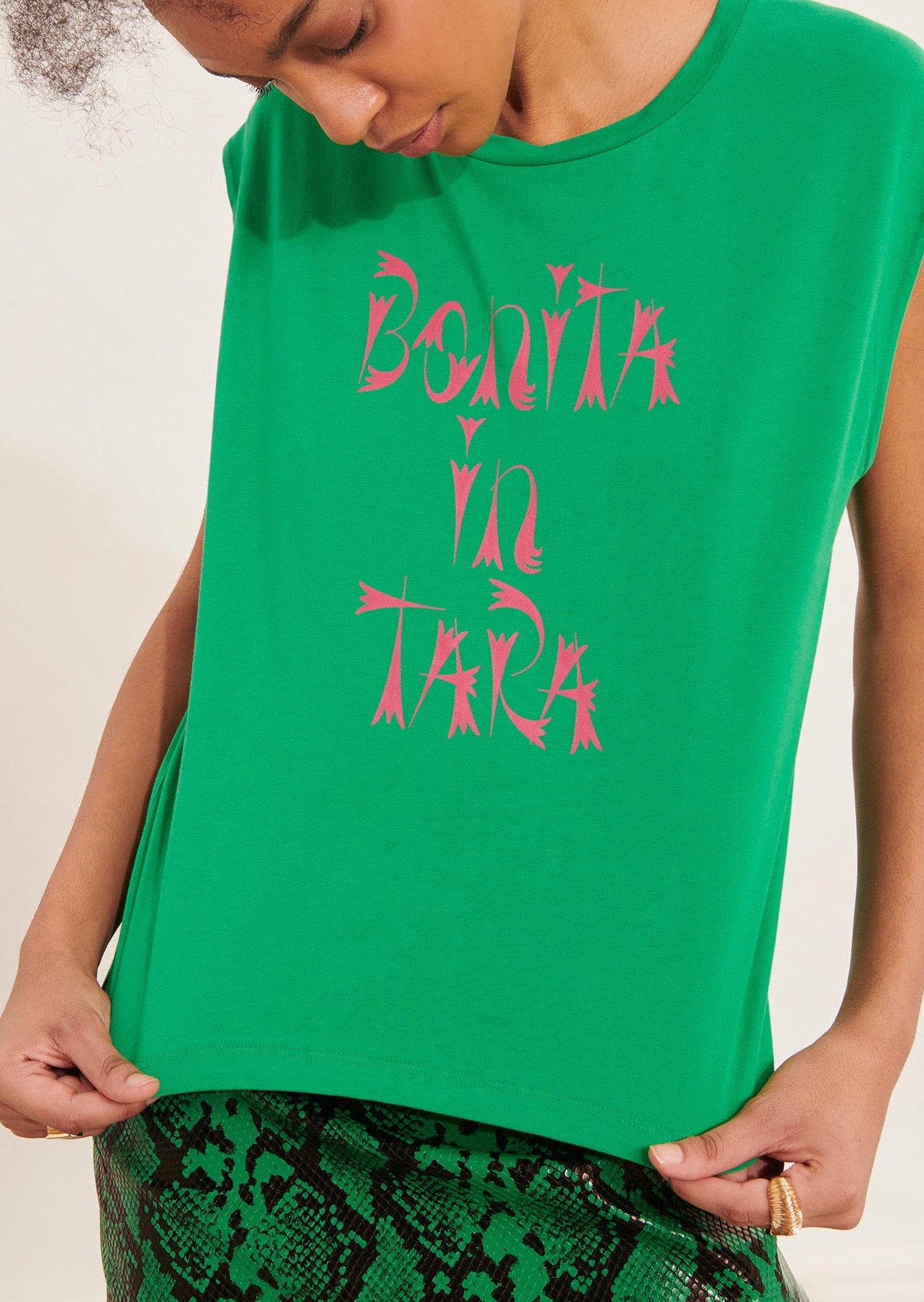 T-shirt Tenerife vert en coton Faume - seconde main
