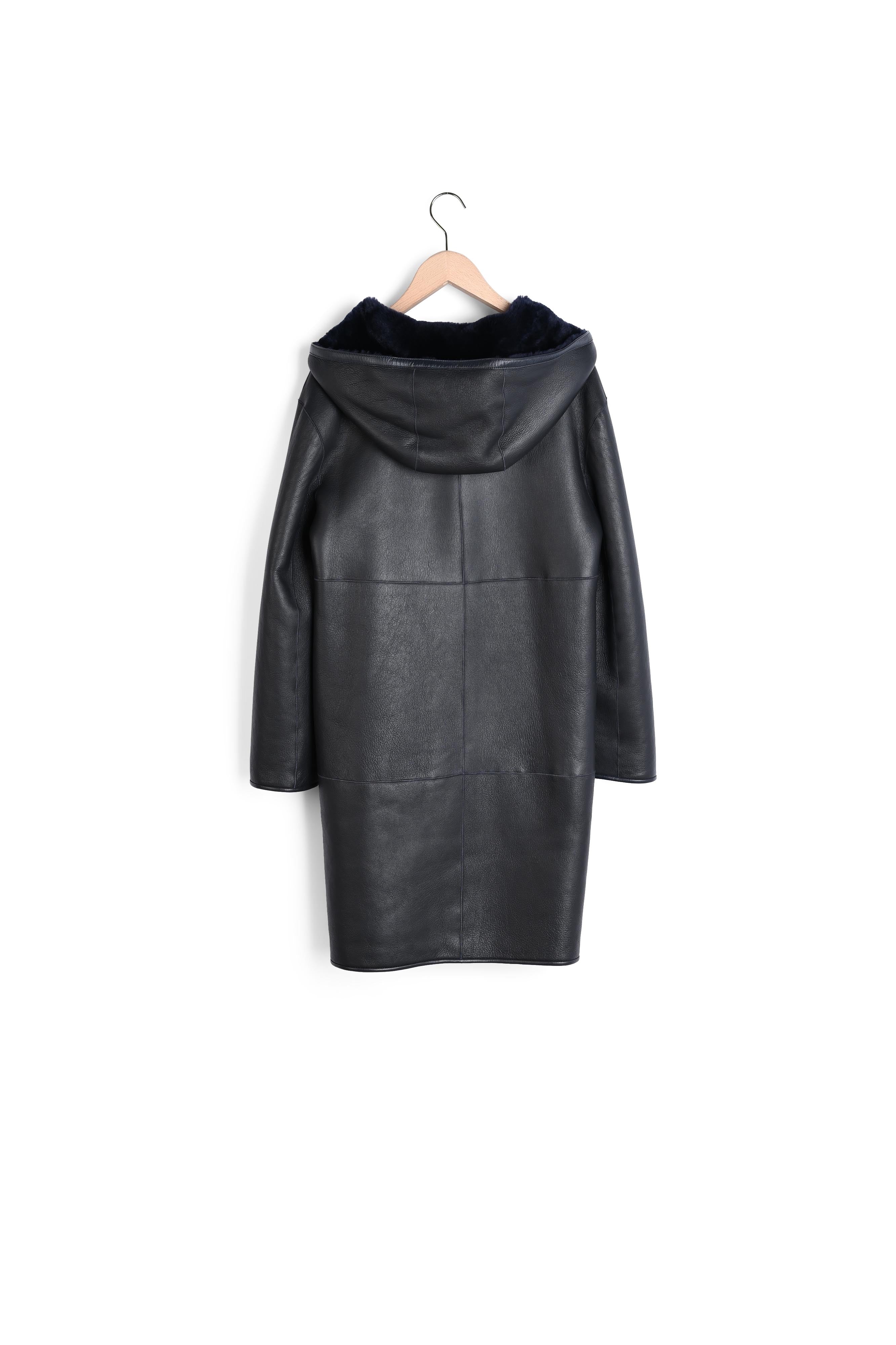 Manteau Marielle réversible en peau lainée marine Faume - seconde main