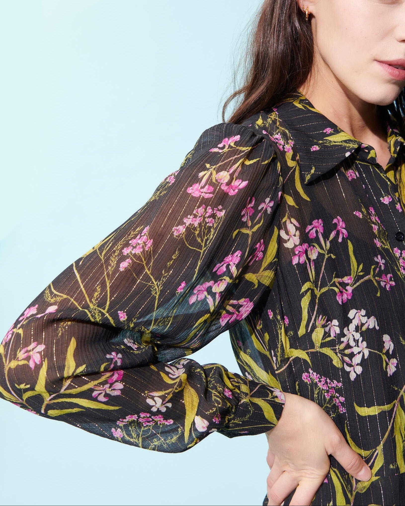 Robe Rolia noire imprimé fleuri en lurex Faume - seconde main