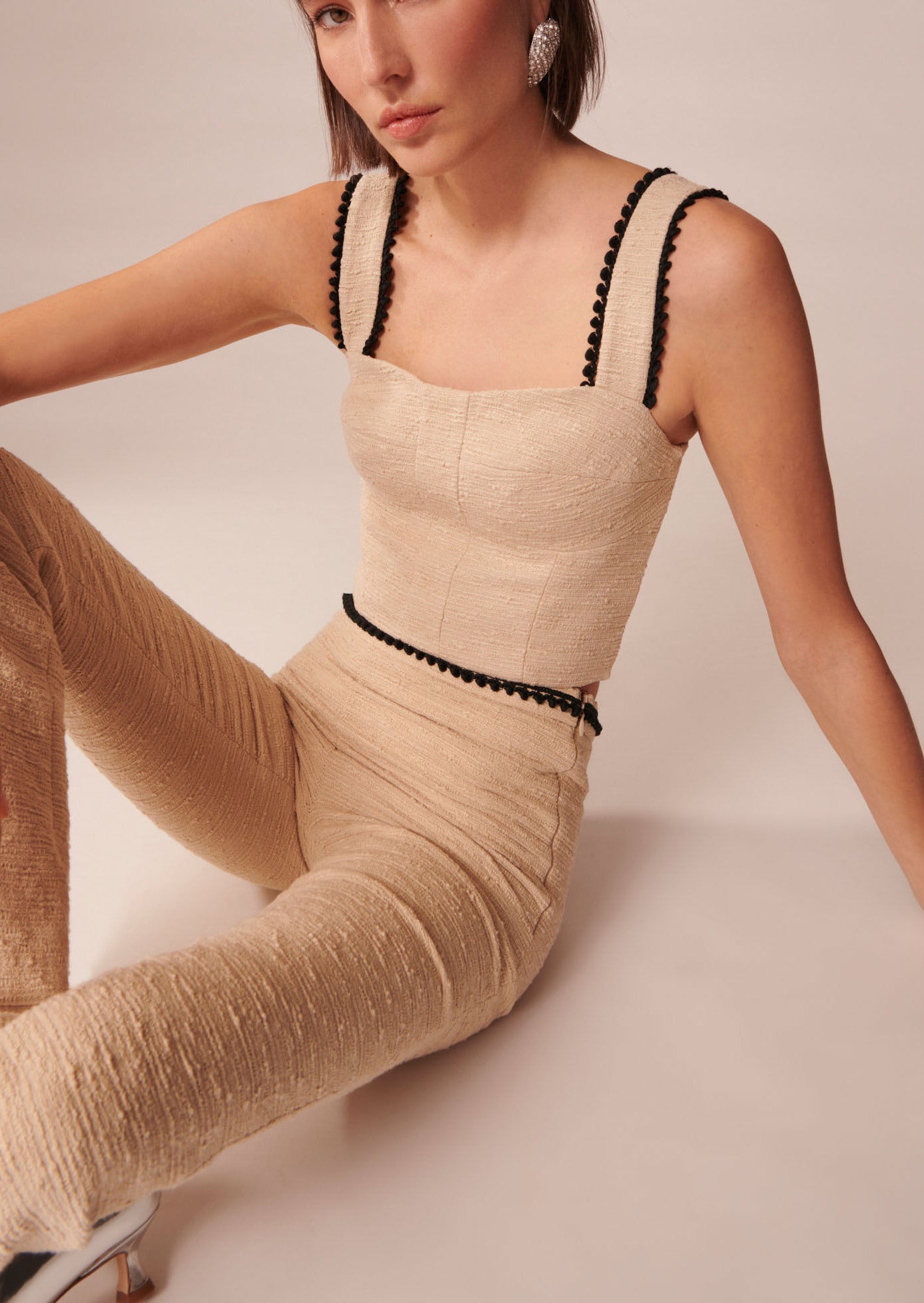 Top Tweed beige en tweed Faume - seconde main