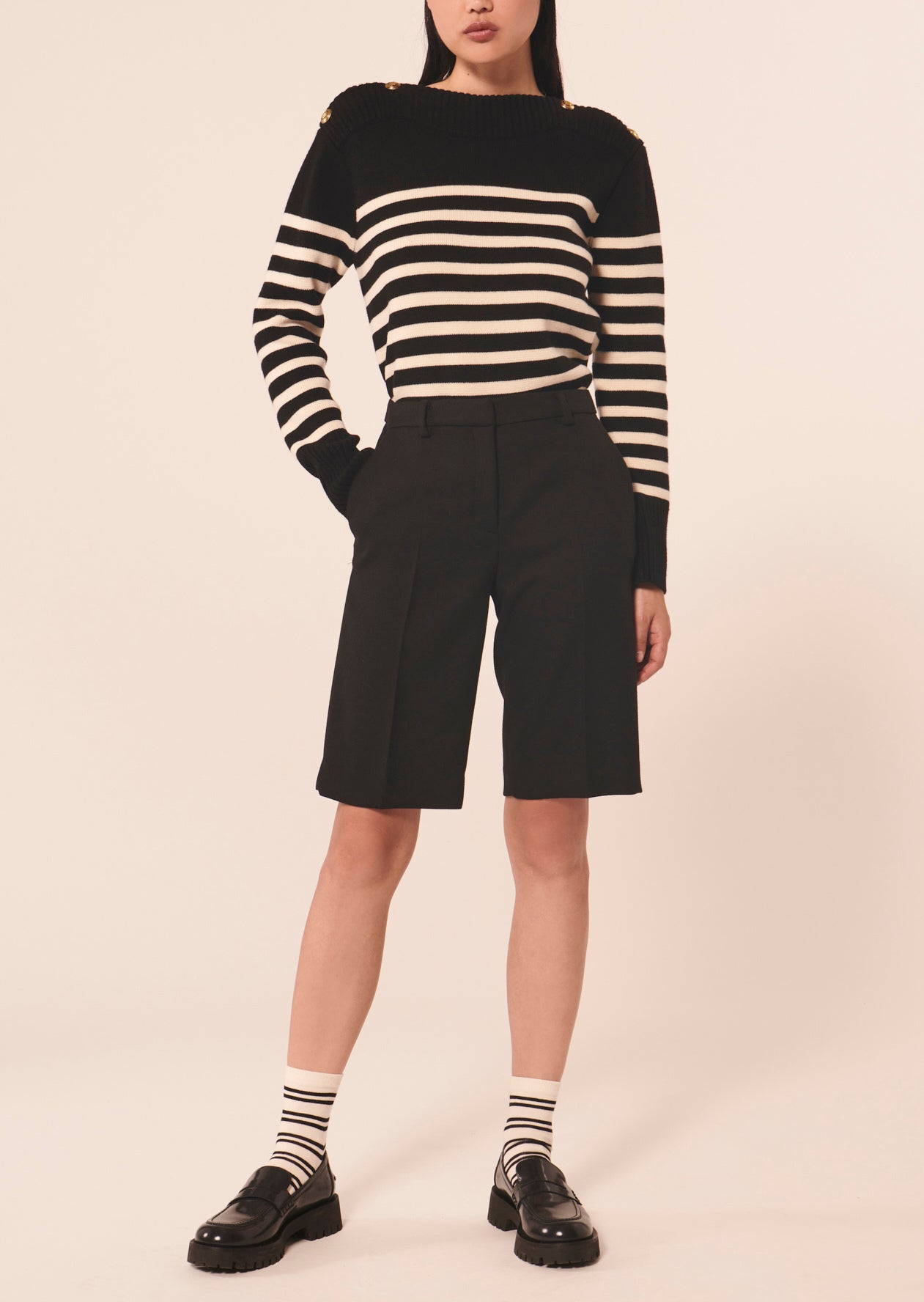 Short Safia noir en toile Faume - seconde main