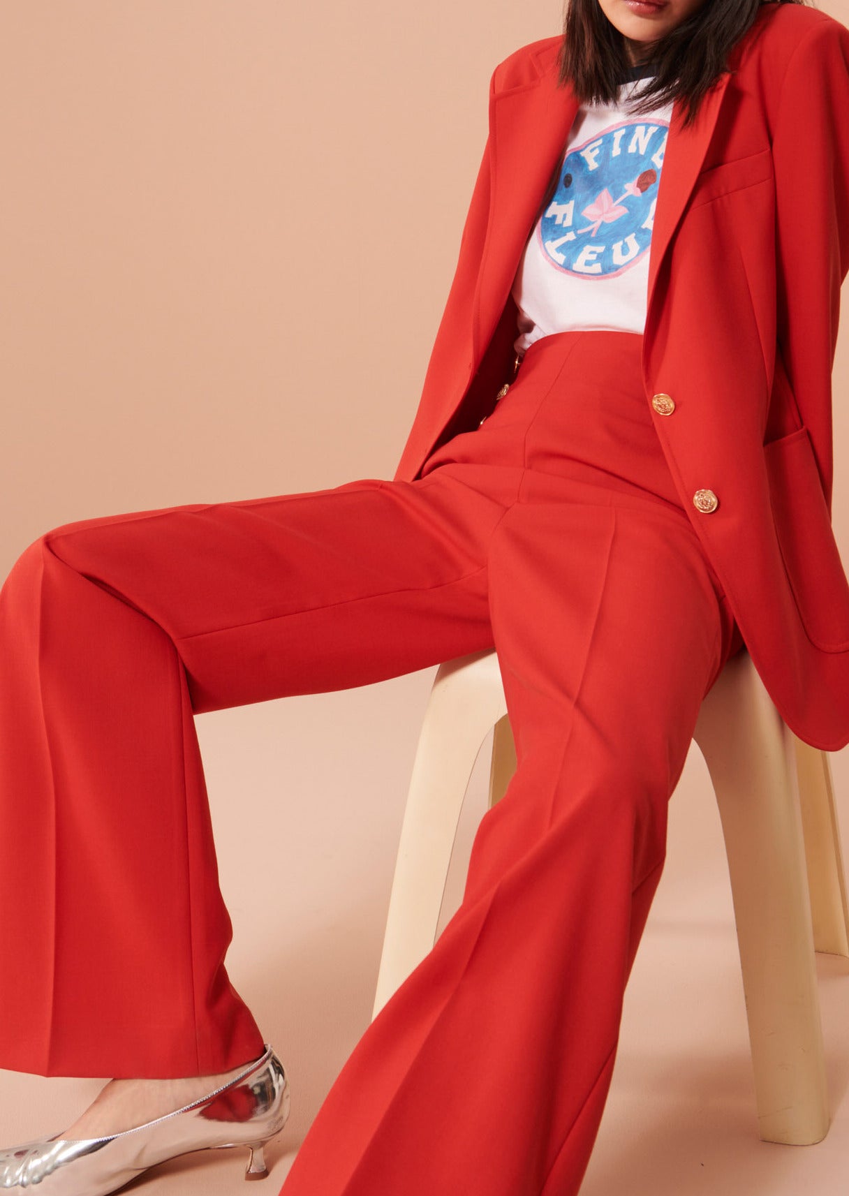 Pantalon Pilar rouge en laine froide Faume - seconde main