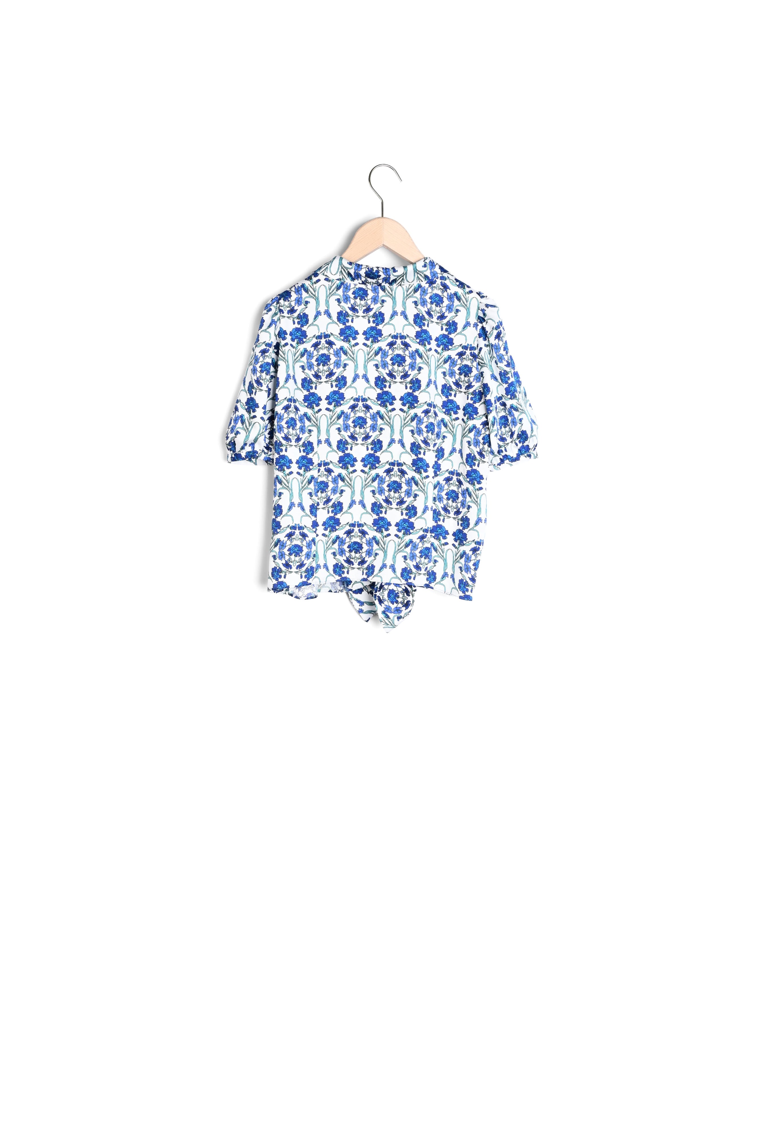 Top Toma écru imprimé fleurs bleues Faume - seconde main