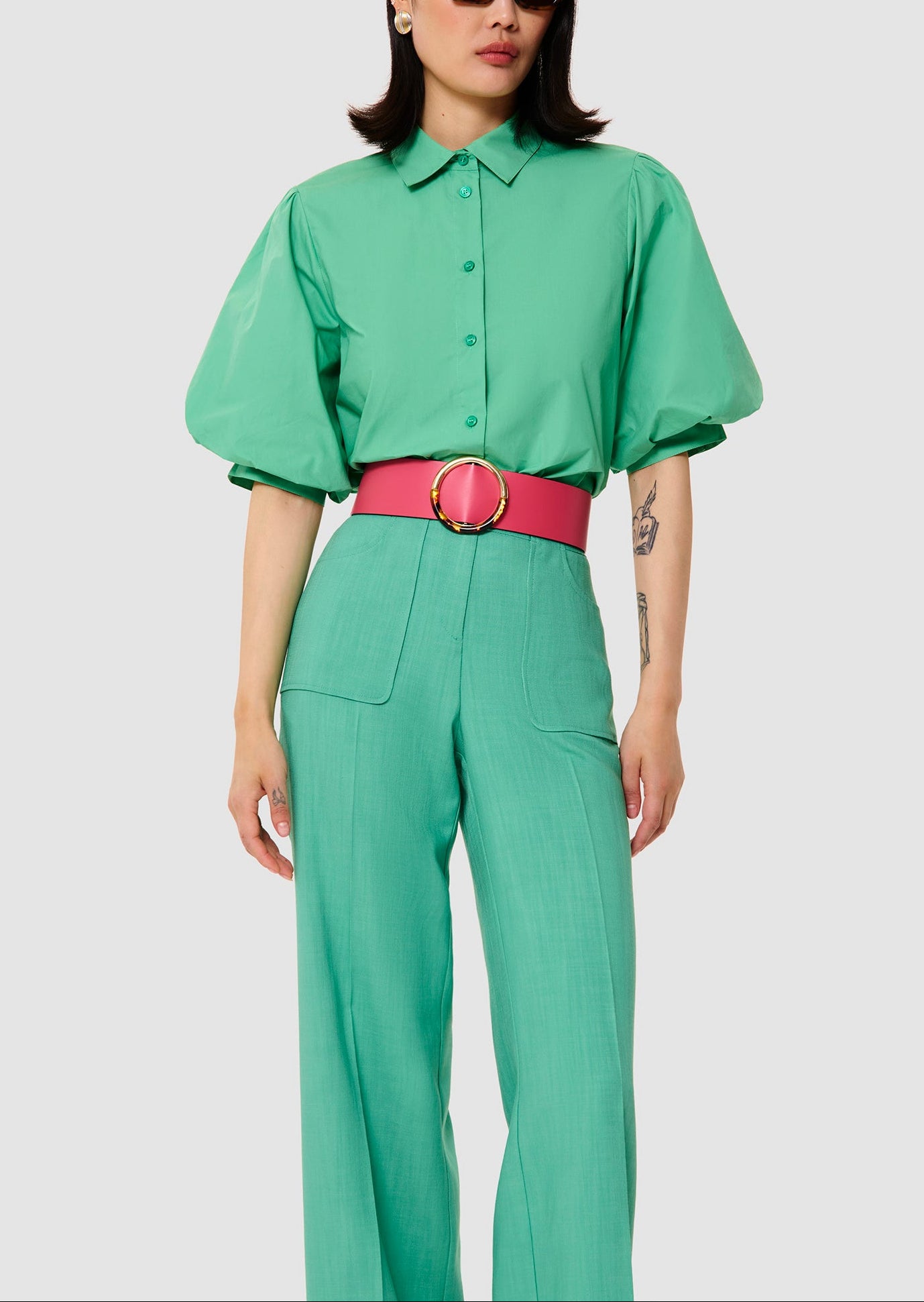 Chemise verte en popeline Calypso Faume - seconde main