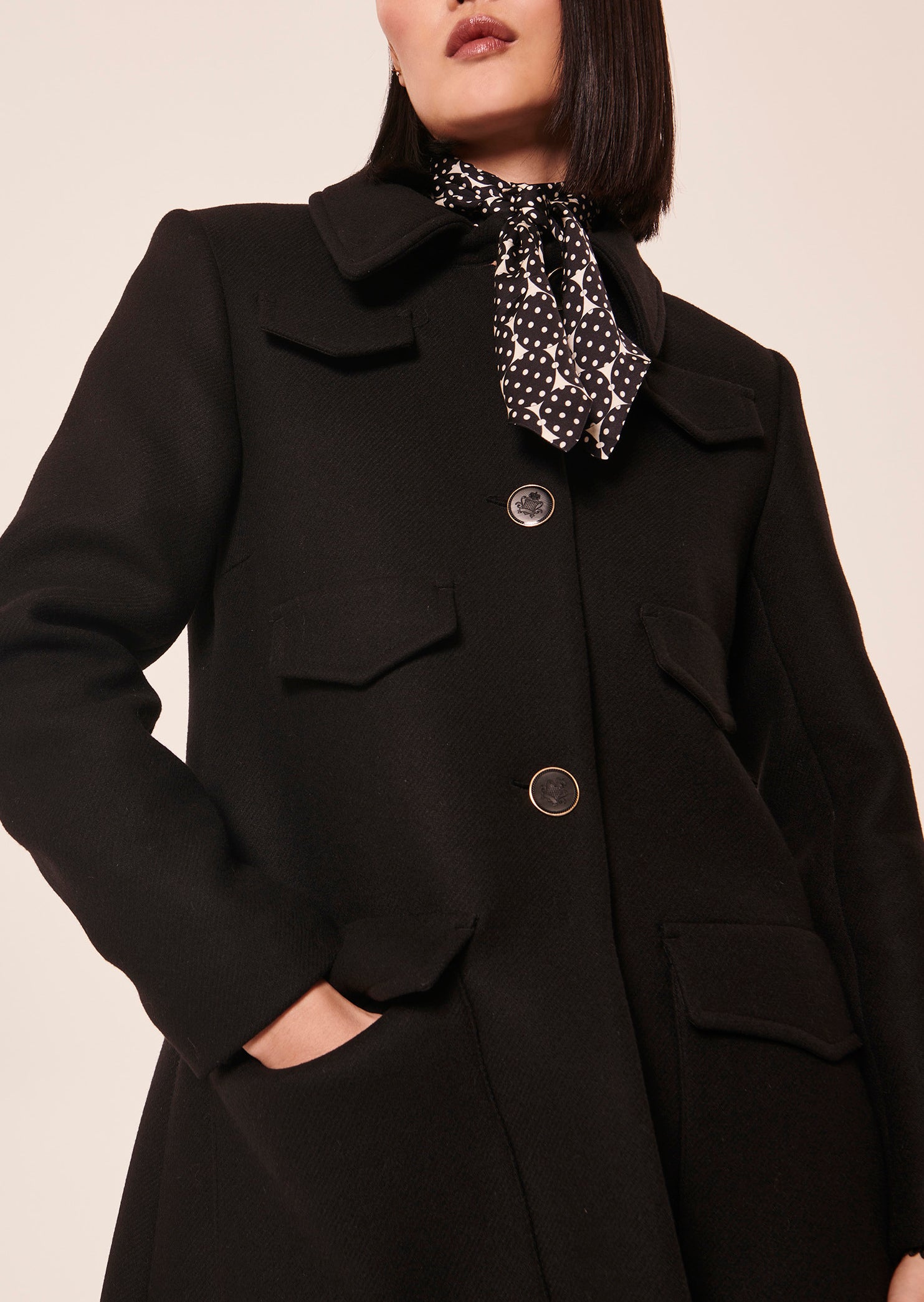 Manteau Marin noir en drap caban Faume - seconde main