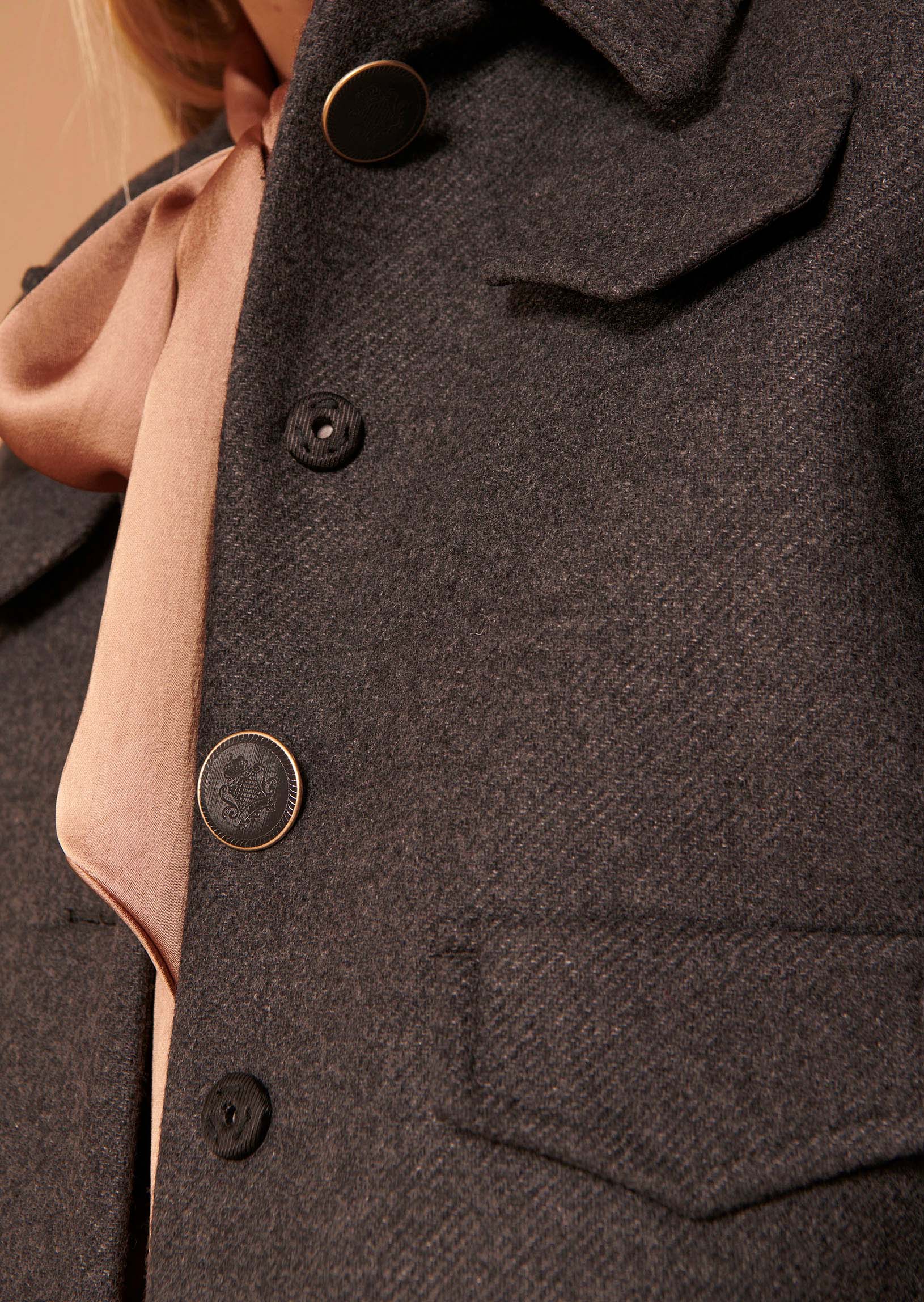 Manteau Marin gris en drap caban Faume - seconde main