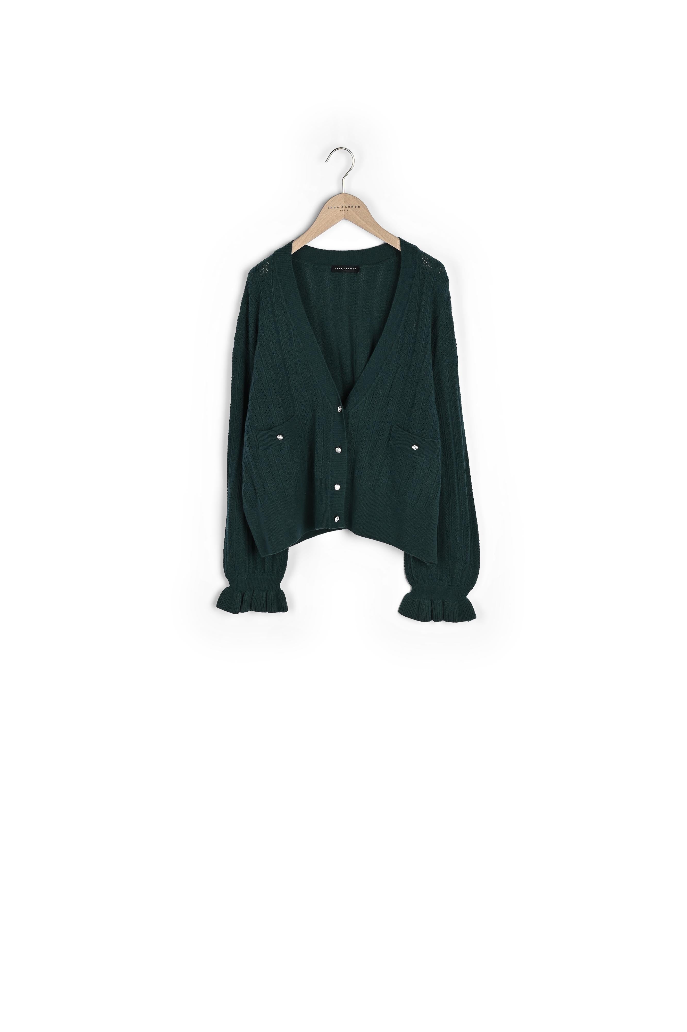 Gilet Giorgia vert en maille identitaire Faume - seconde main