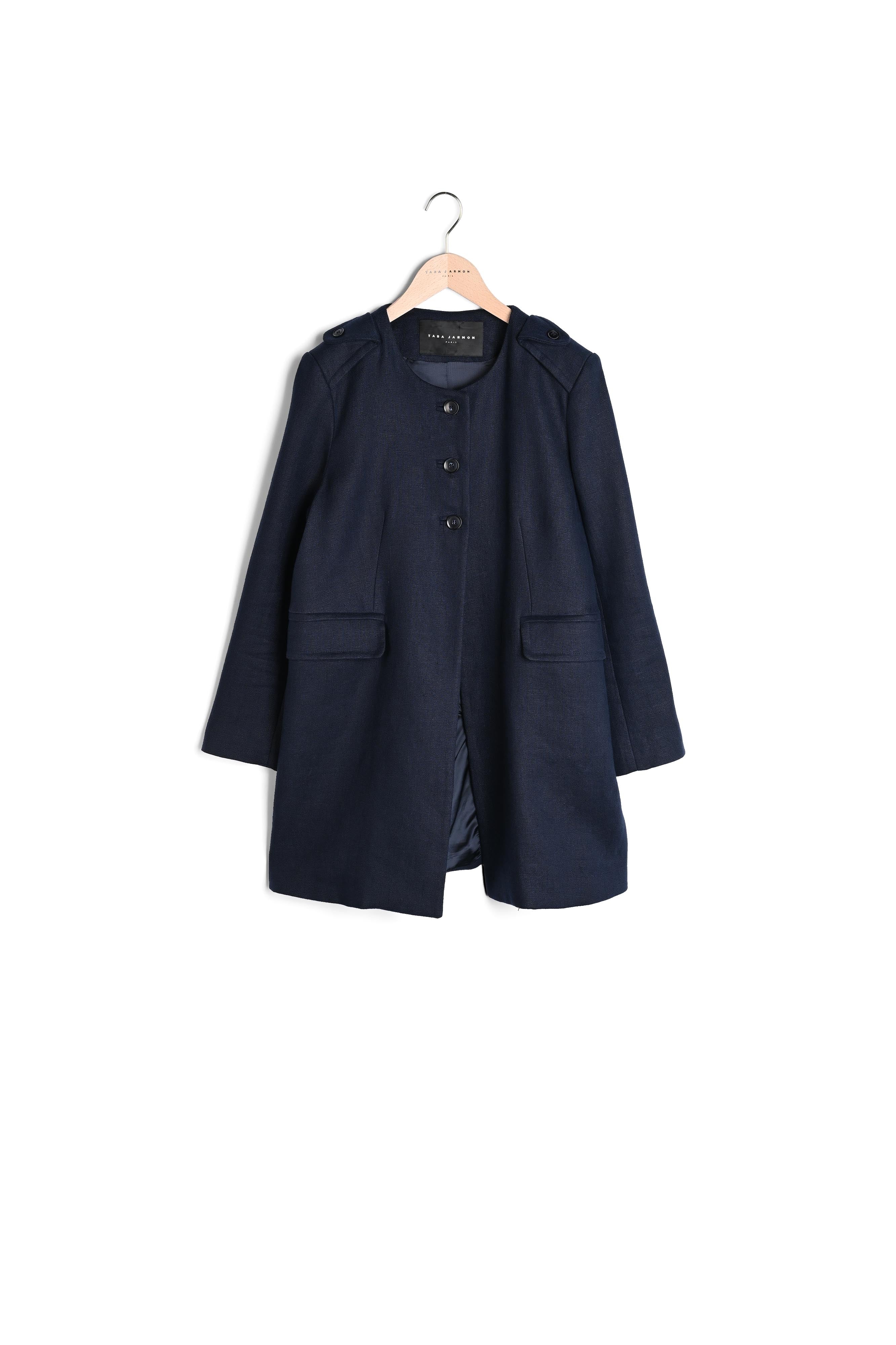 Manteau Martina bleu nuit en lin Faume - seconde main