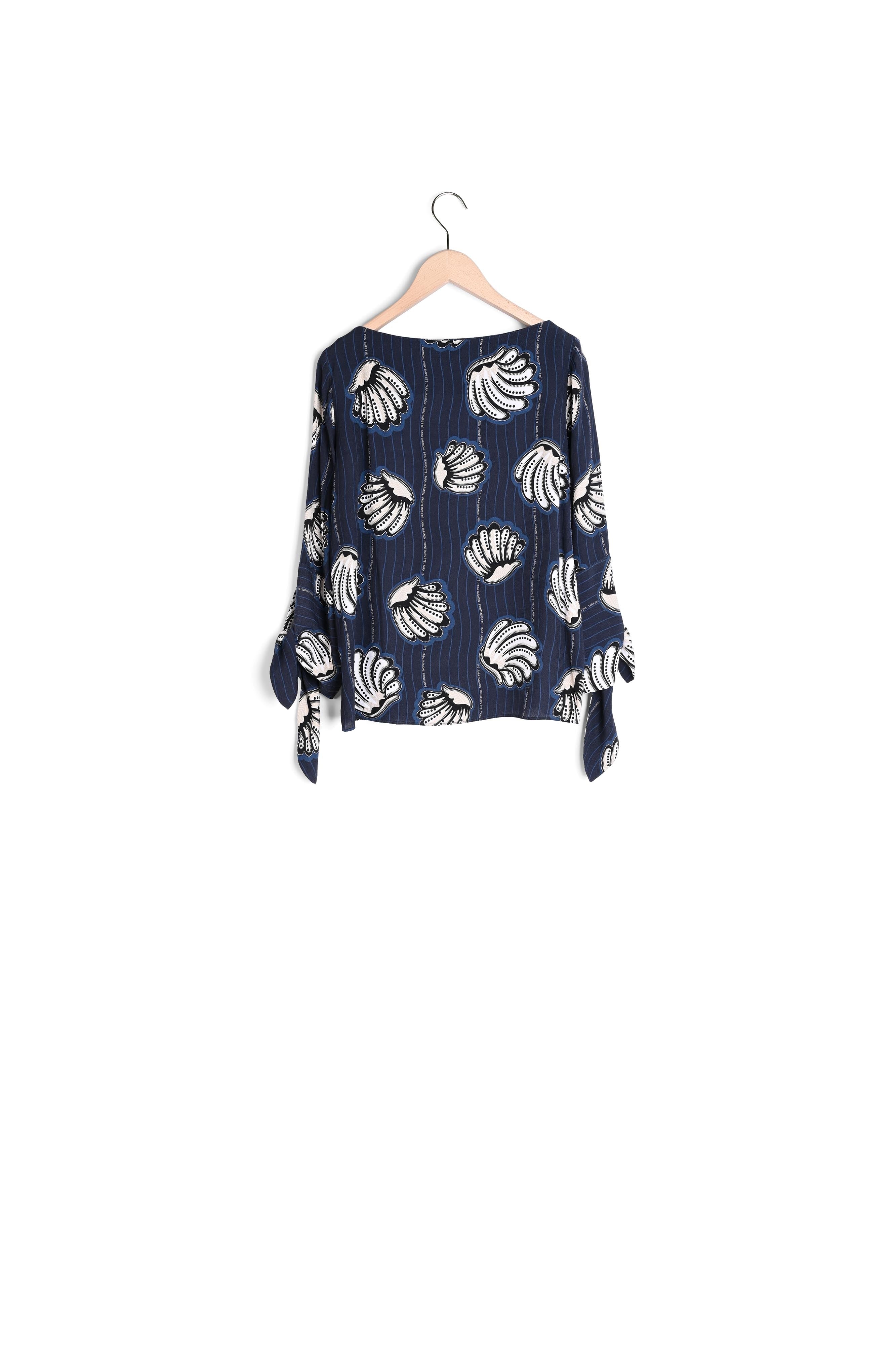 Top Thylane en viscose bleu nuit imprimé coquillages Faume - seconde main
