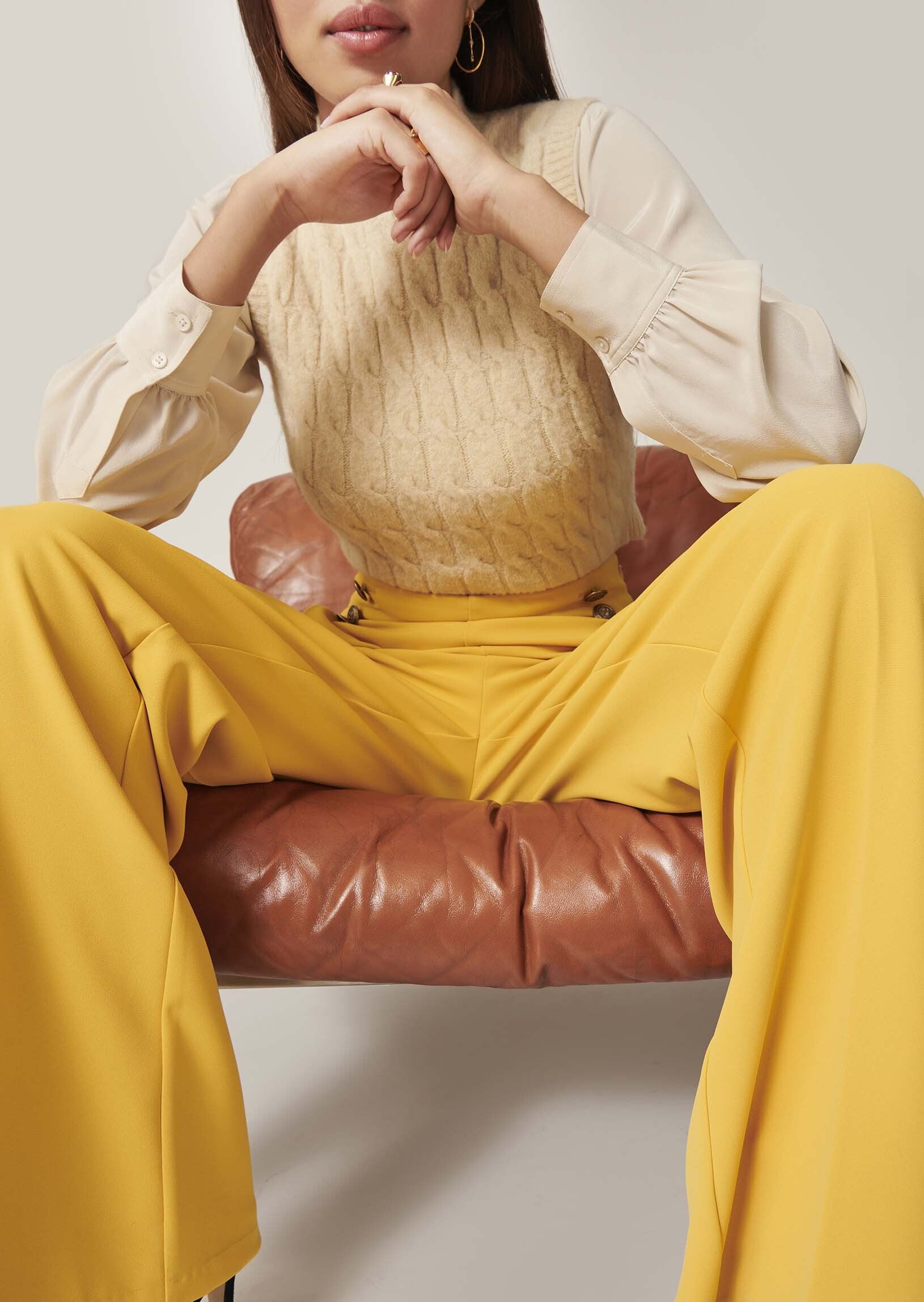 Pantalon Pilar jaune en crêpe Faume - seconde main