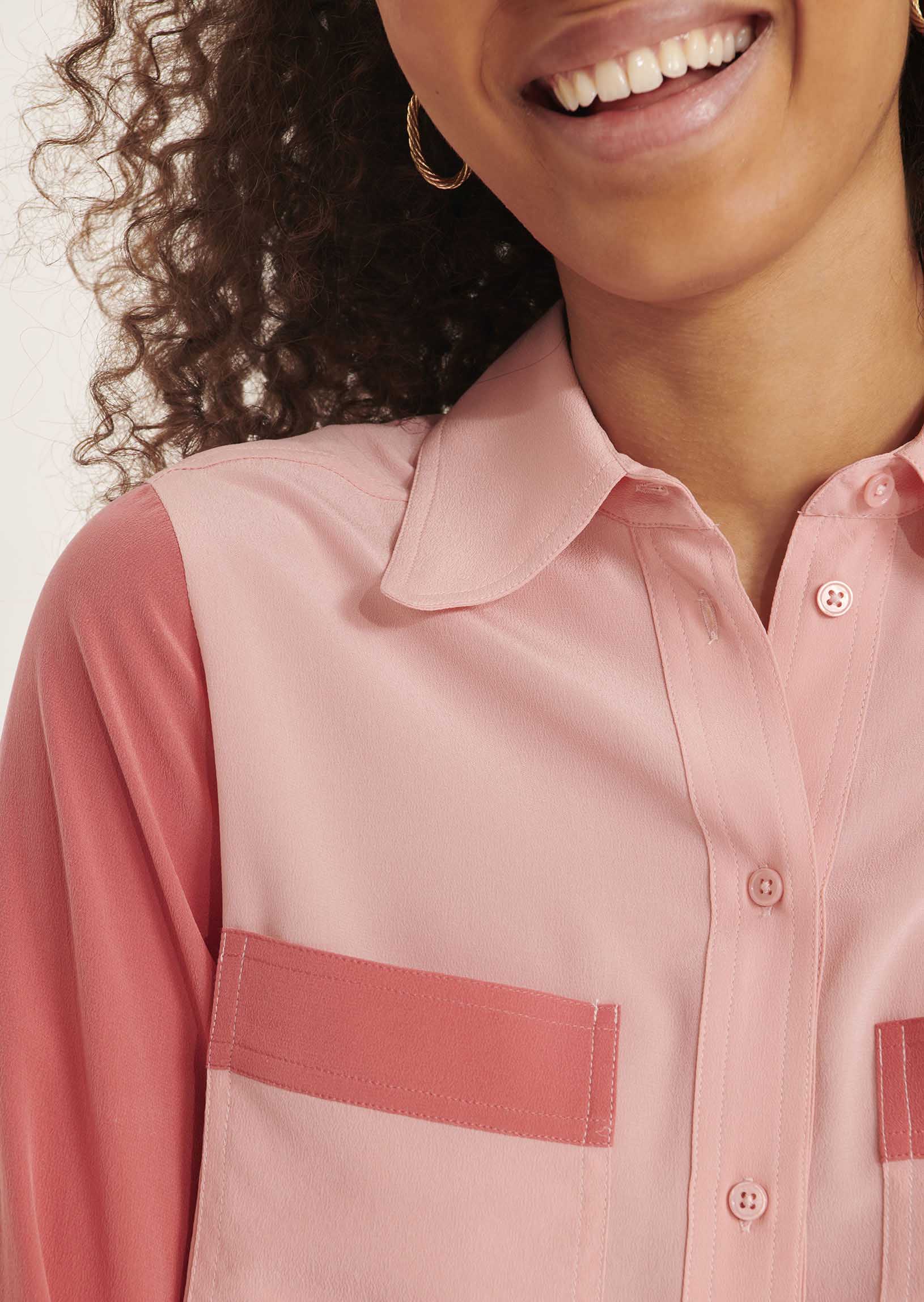 Chemise Canella vieux rose en crêpe de Chine Faume - seconde main