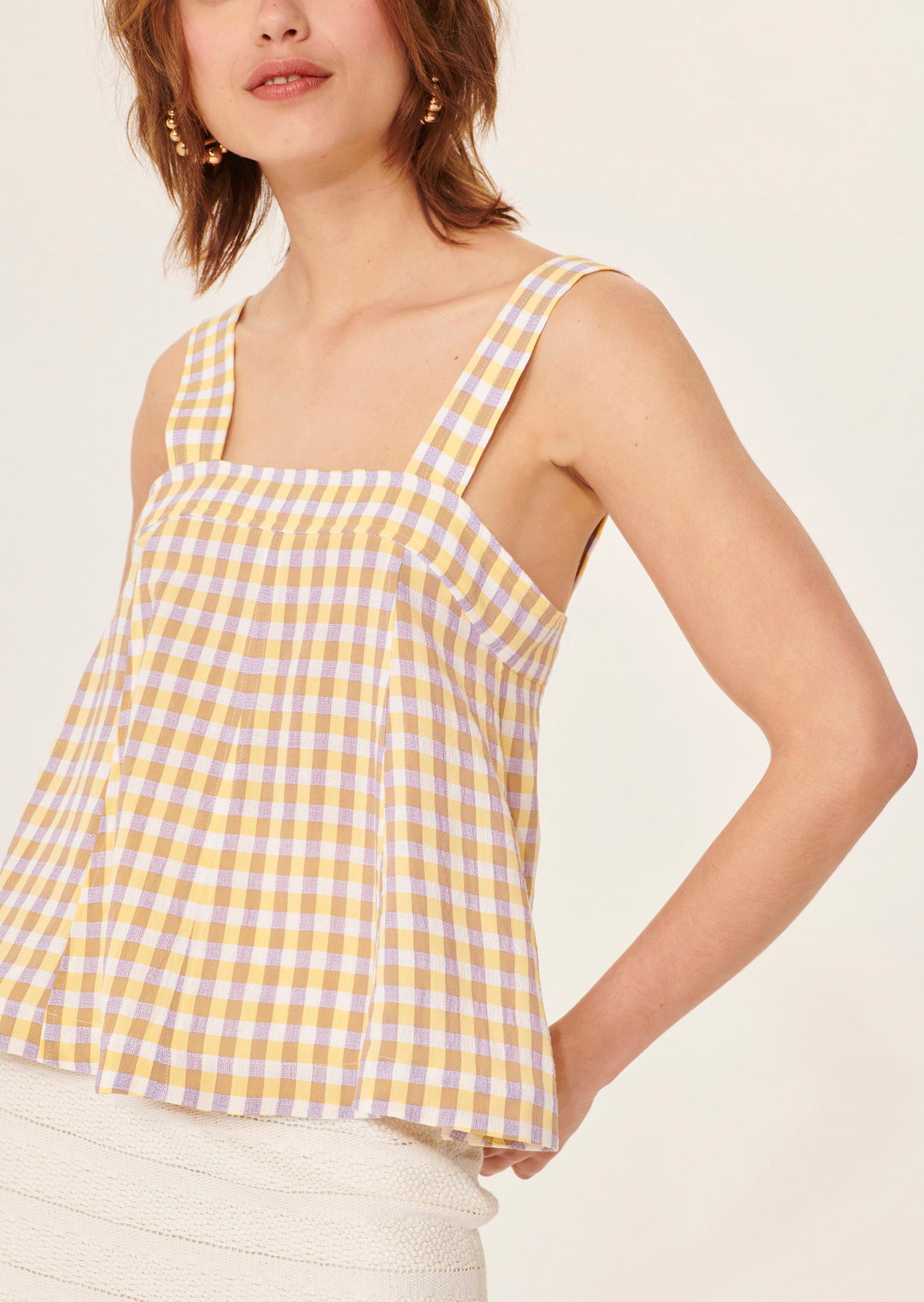 Top Tacci violet en vichy Faume - seconde main