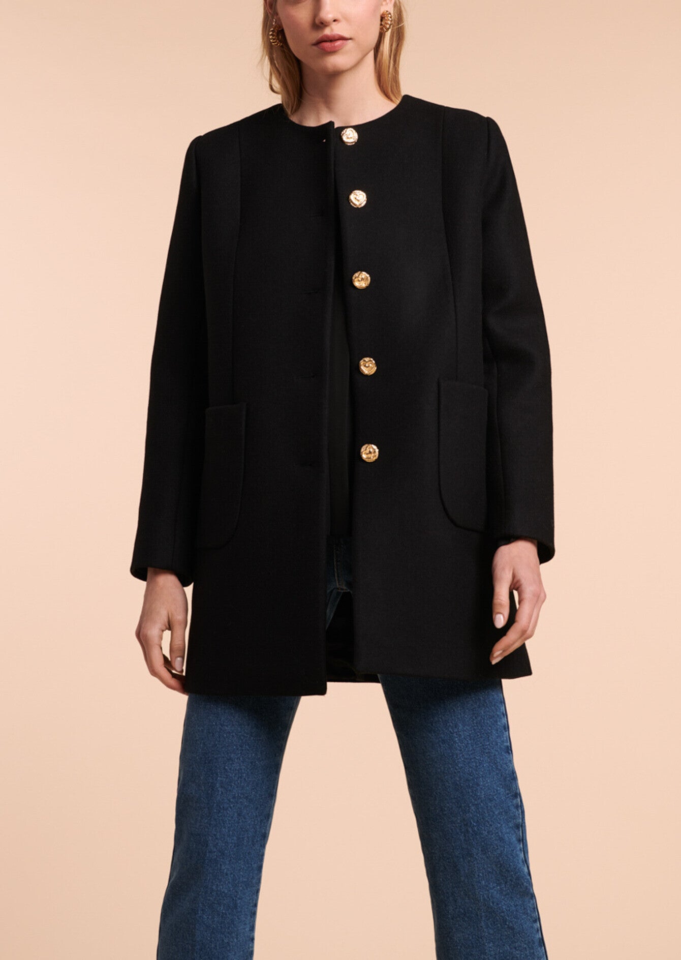 Manteau Mélanie identitaire noir en laine Faume - seconde main