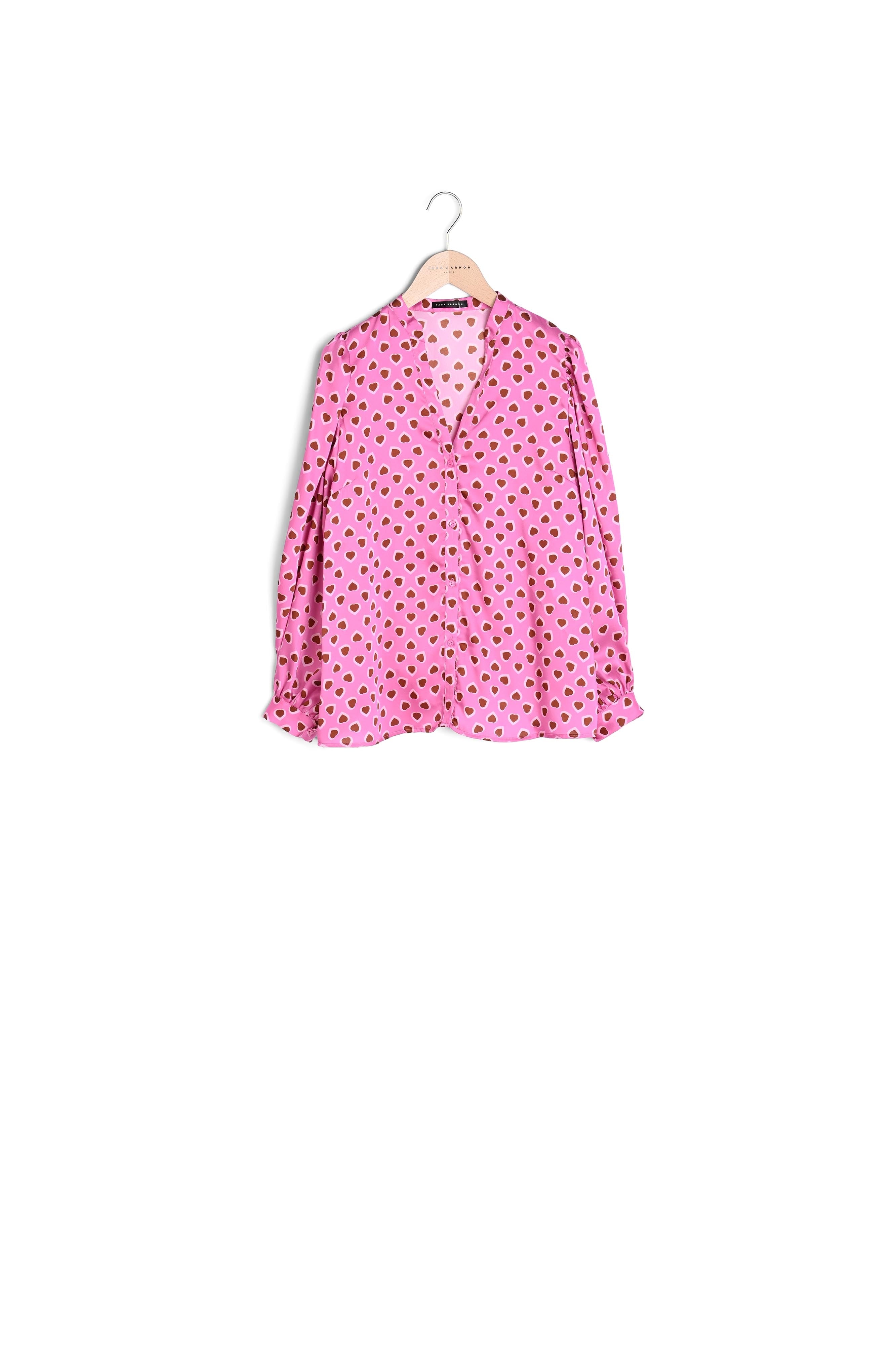 Chemise Claire rose imprimé coeurs Faume - seconde main