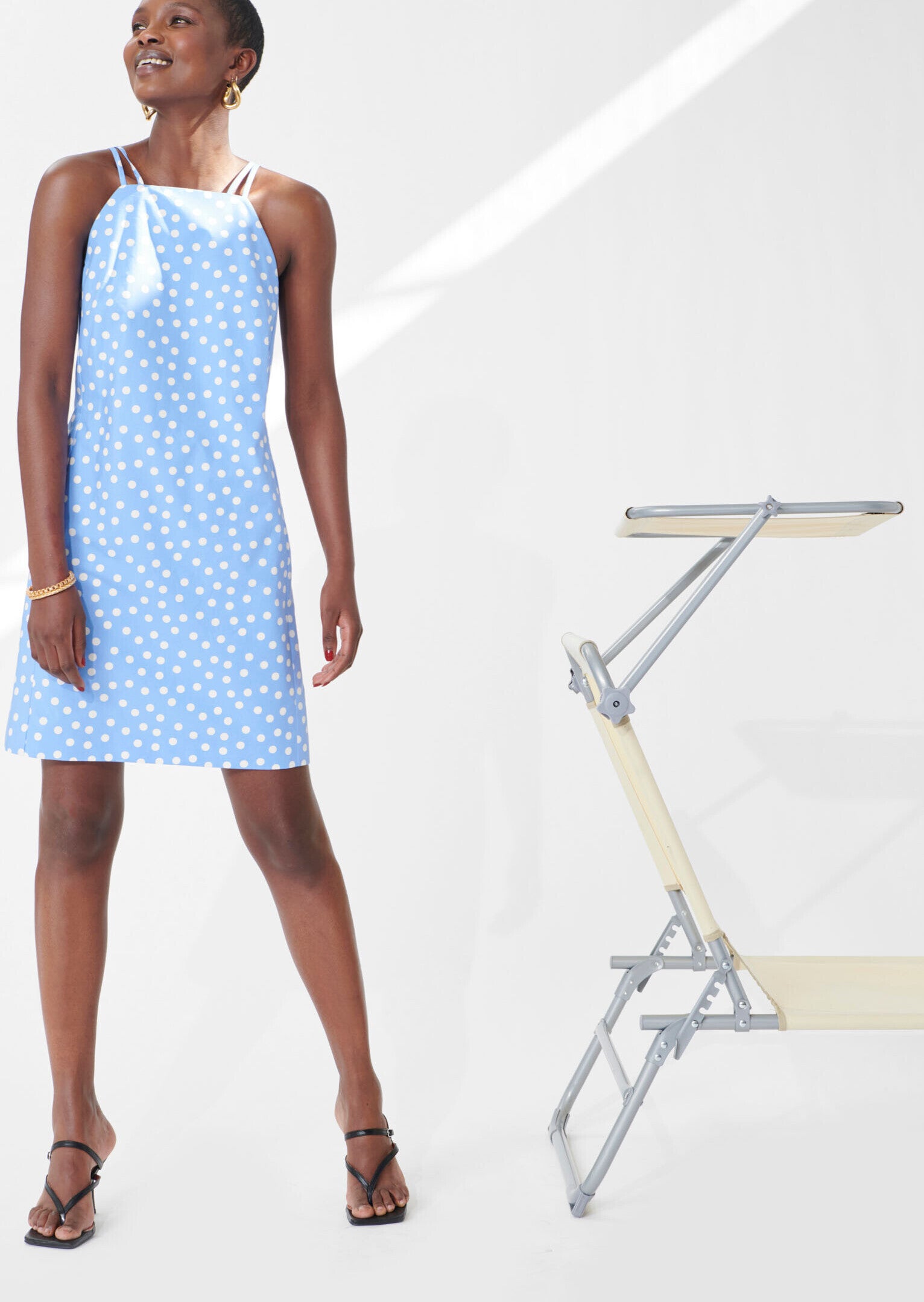 Mini robe Ryemi bleu tendre à pois en coton Faume - seconde main