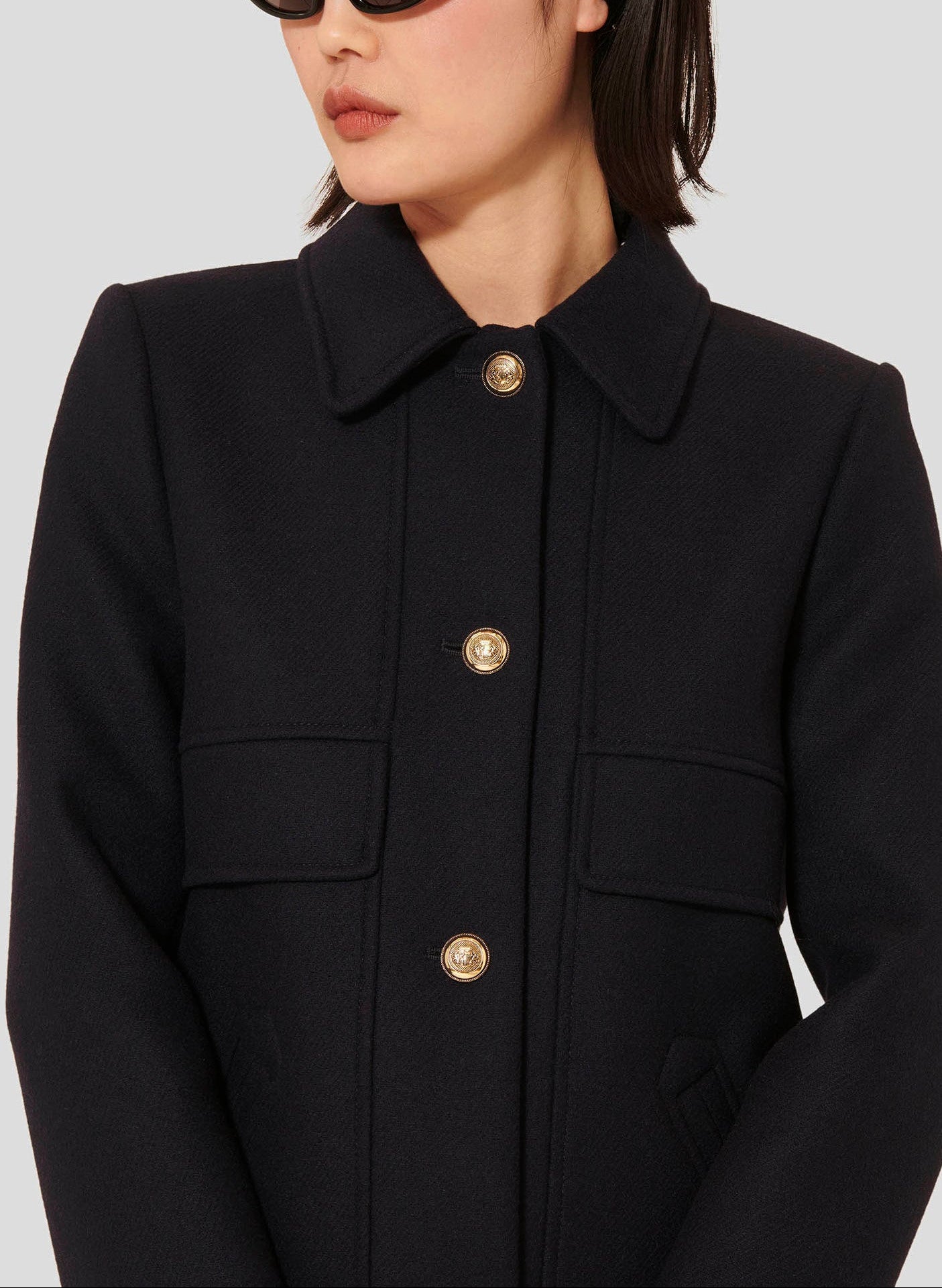 Manteau bleu nuit en drap caban Marley Faume - seconde main