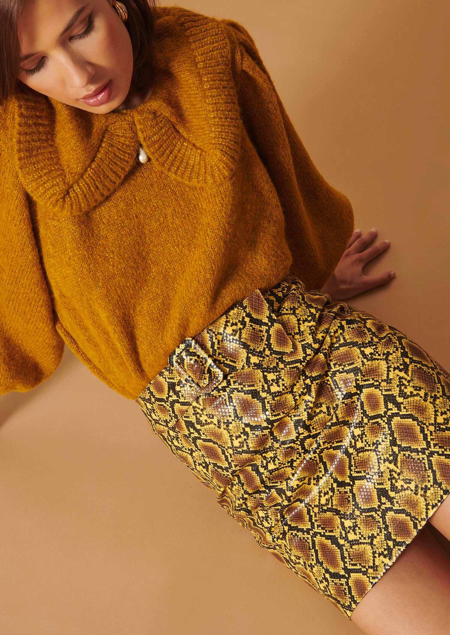 Jupe Jackpot jaune motif python Faume - seconde main