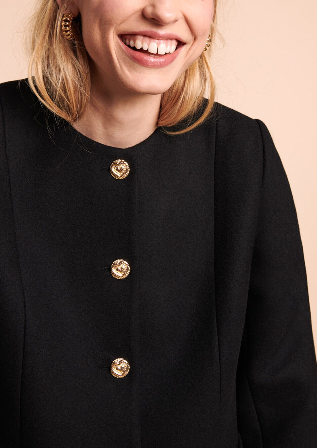 Manteau Mélanie identitaire noir en laine Faume - seconde main