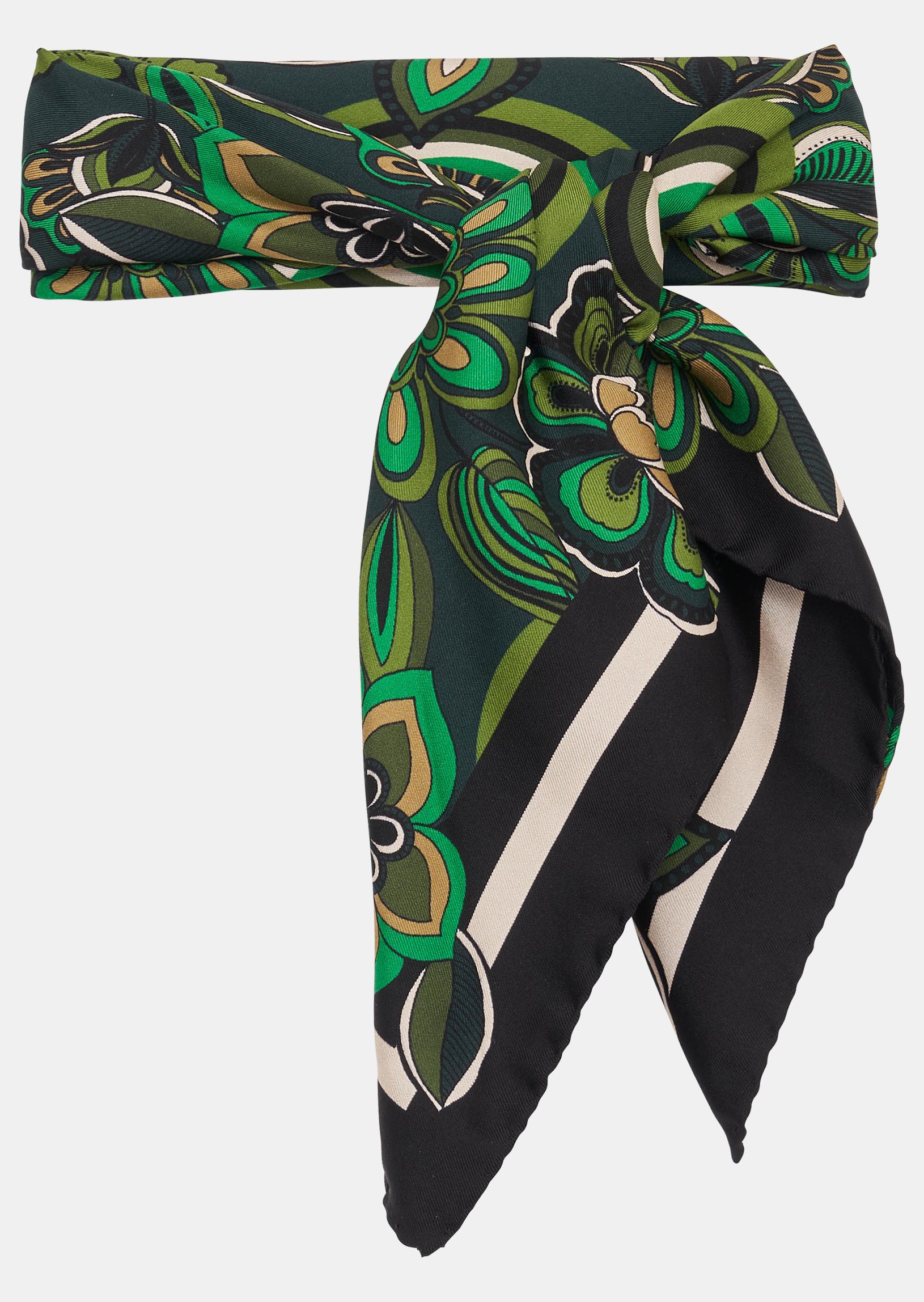 Carré de soie Eleanor vert imprimé fleurs Faume - seconde main