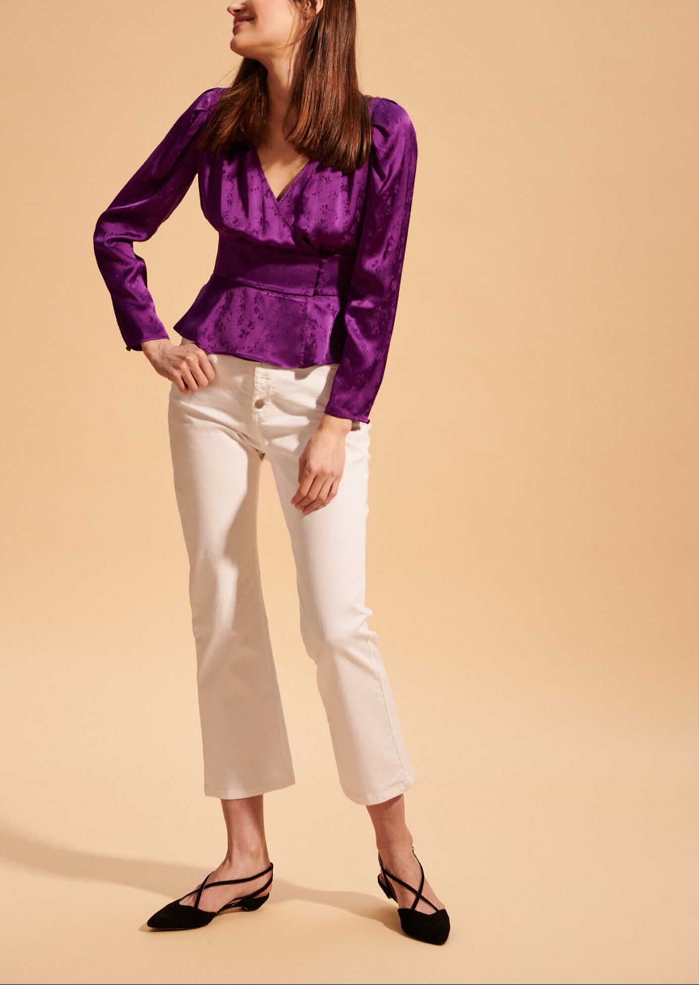 Top Tanais en jacquard fleuri violet Faume - seconde main