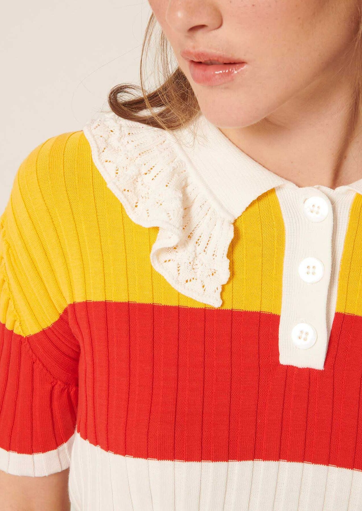 Pull Pandora écru à rayures en coton extrafin Faume - seconde main