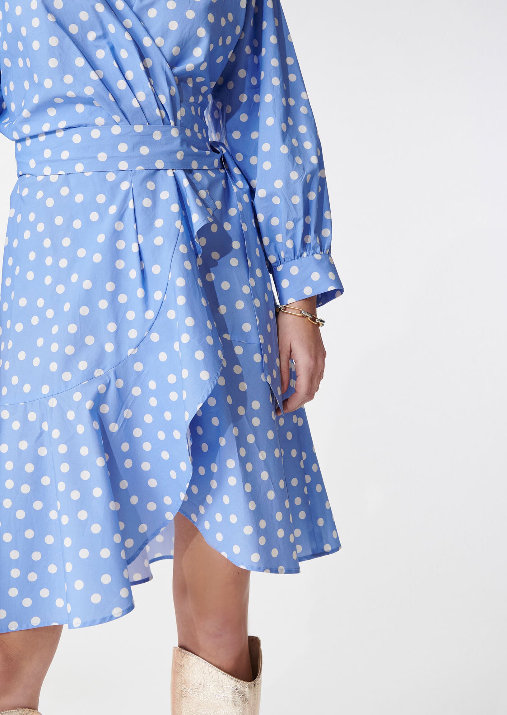Robe Roza bleu tendre imprimé pois en coton Faume - seconde main
