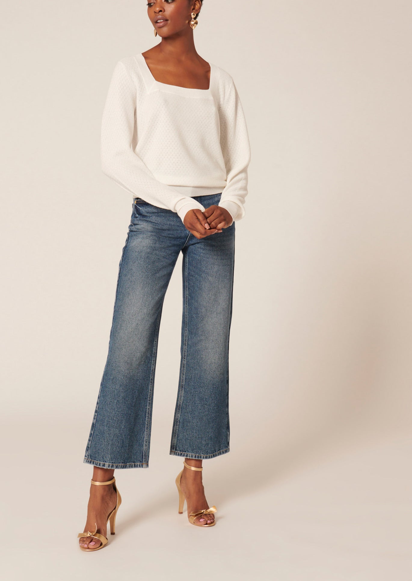 Pull Papillon blanc en coton extrafin Faume - seconde main