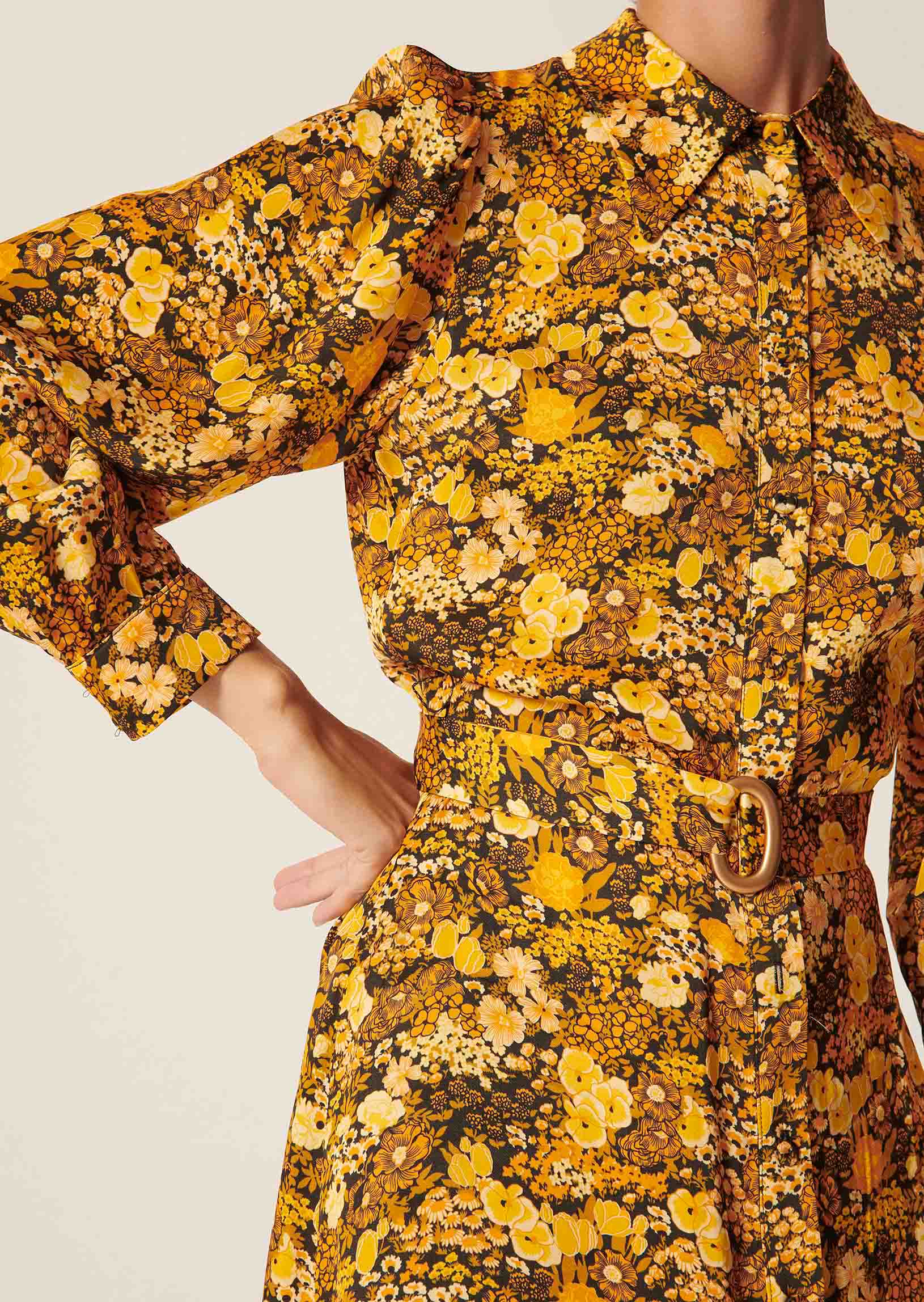 Robe Rolianne jaune imprimé fleurs Faume - seconde main