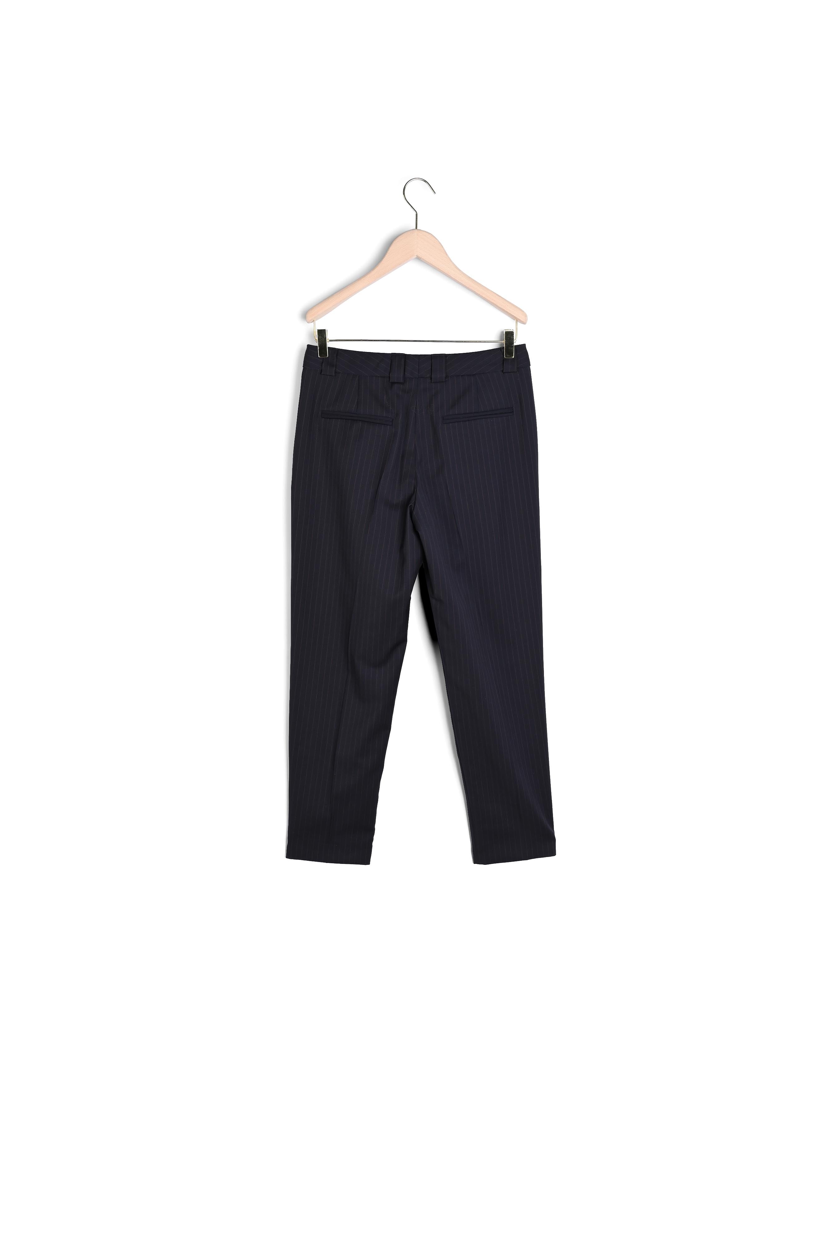 Pantalon Peyton pinstripe bleu nuit en laine Faume - seconde main