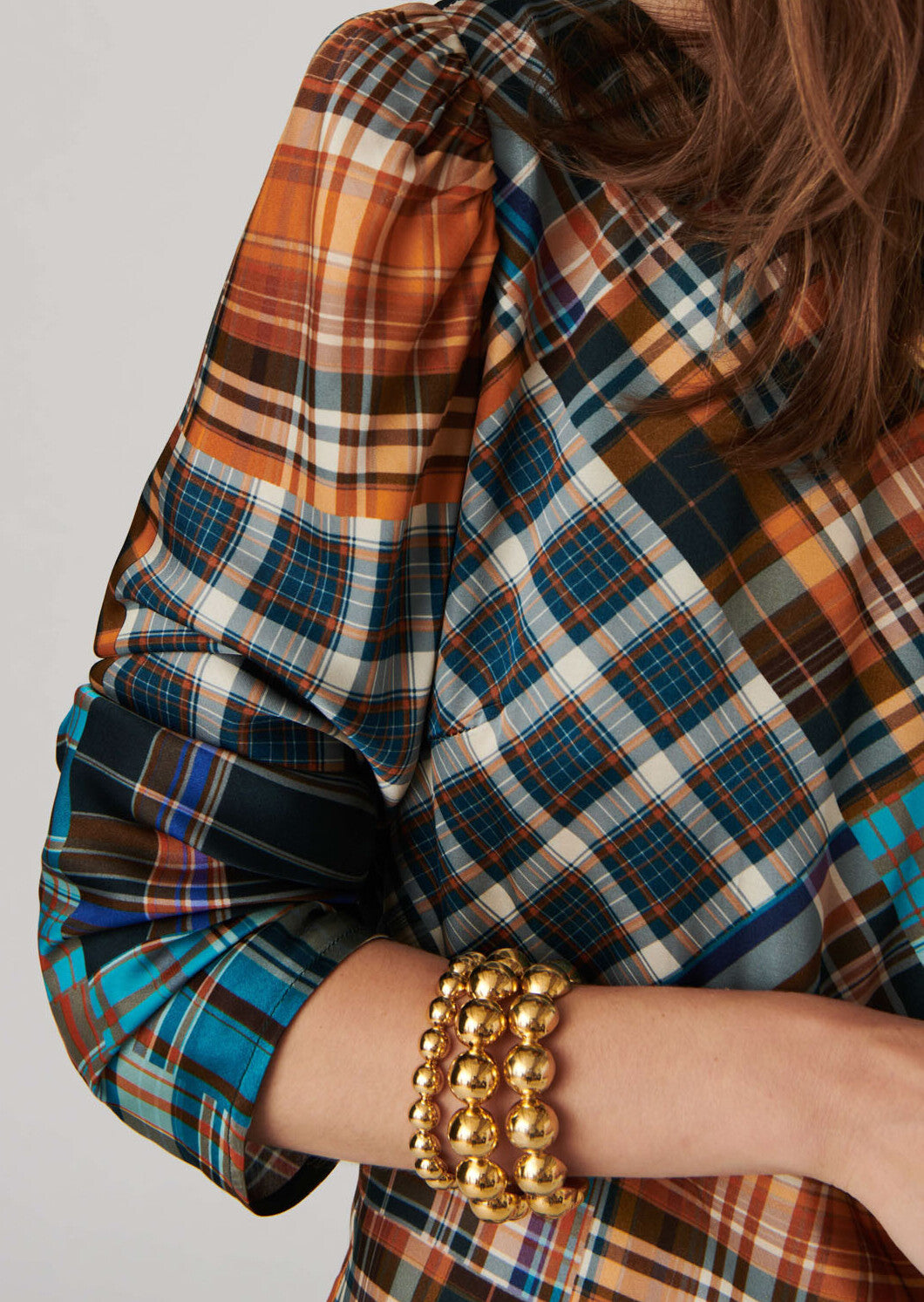 Robe Rozica tartan écossais sur satin viscose Faume - seconde main