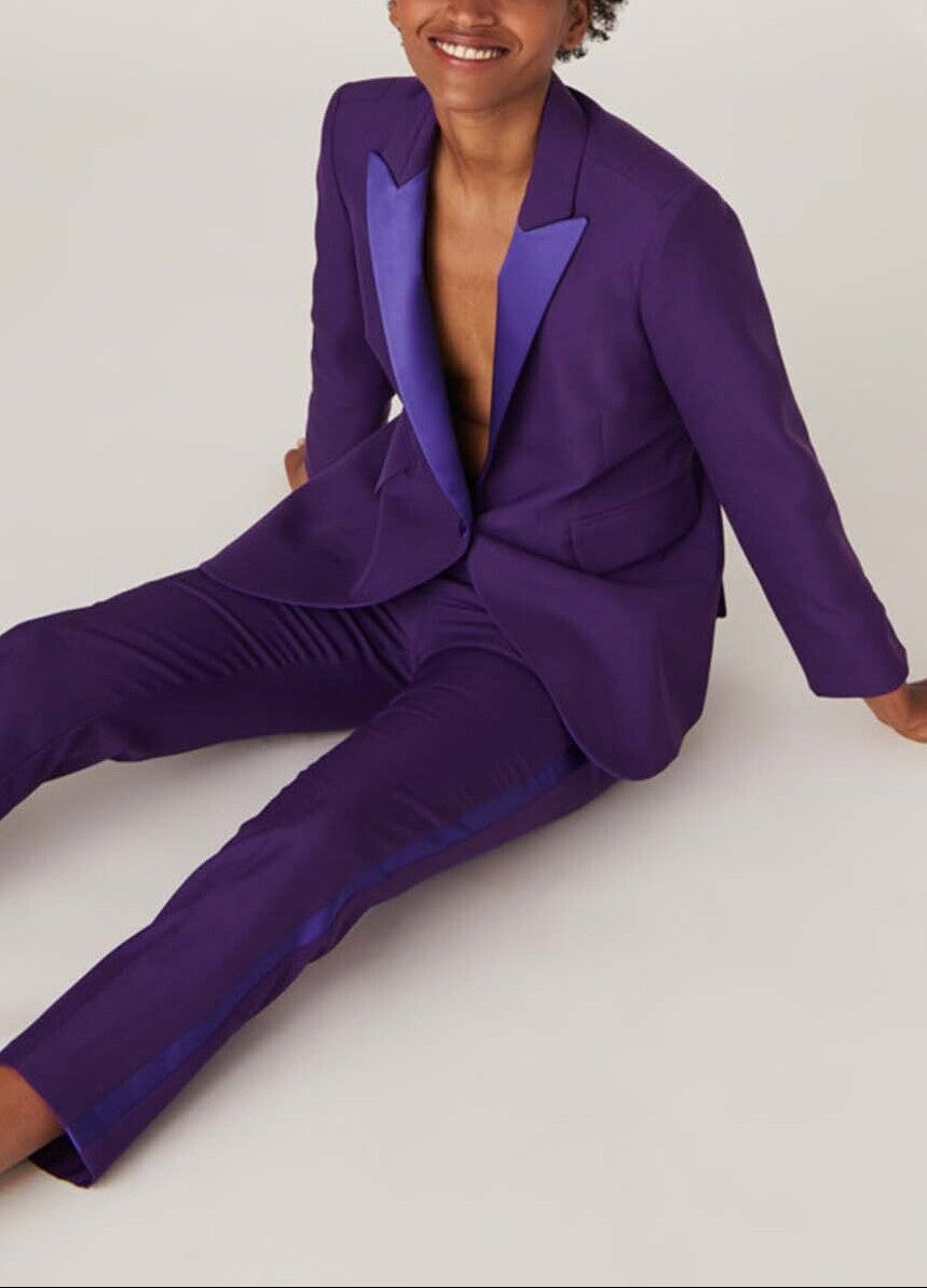 Veste de tailleur violette en laine froide Veroucha Faume - seconde main